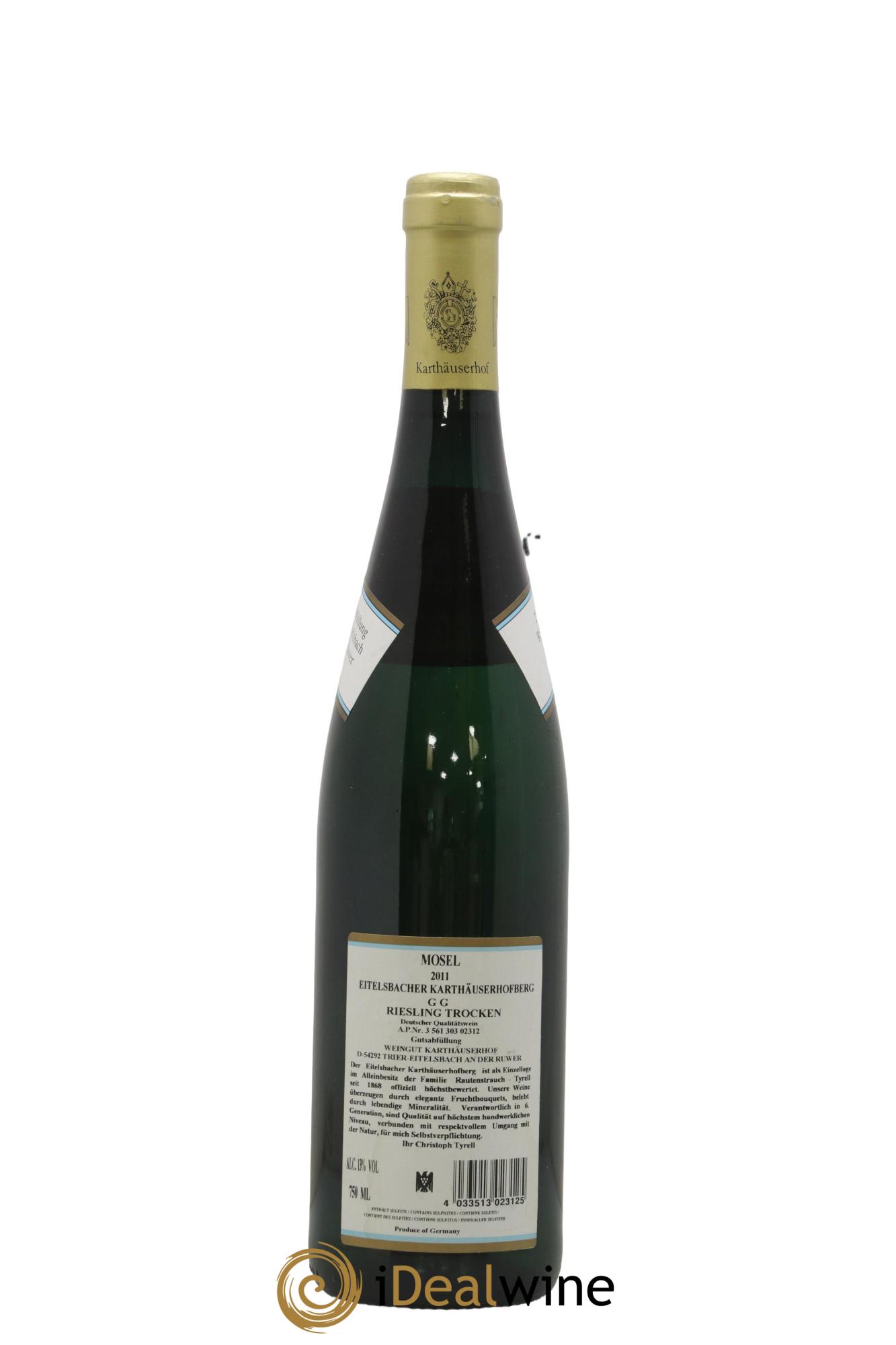 Allemagne Mosel-Saar Eitelsbacher Karthäuserhofberg GG Riesling Trocken 2011 - Lot de 1 bouteille - 1
