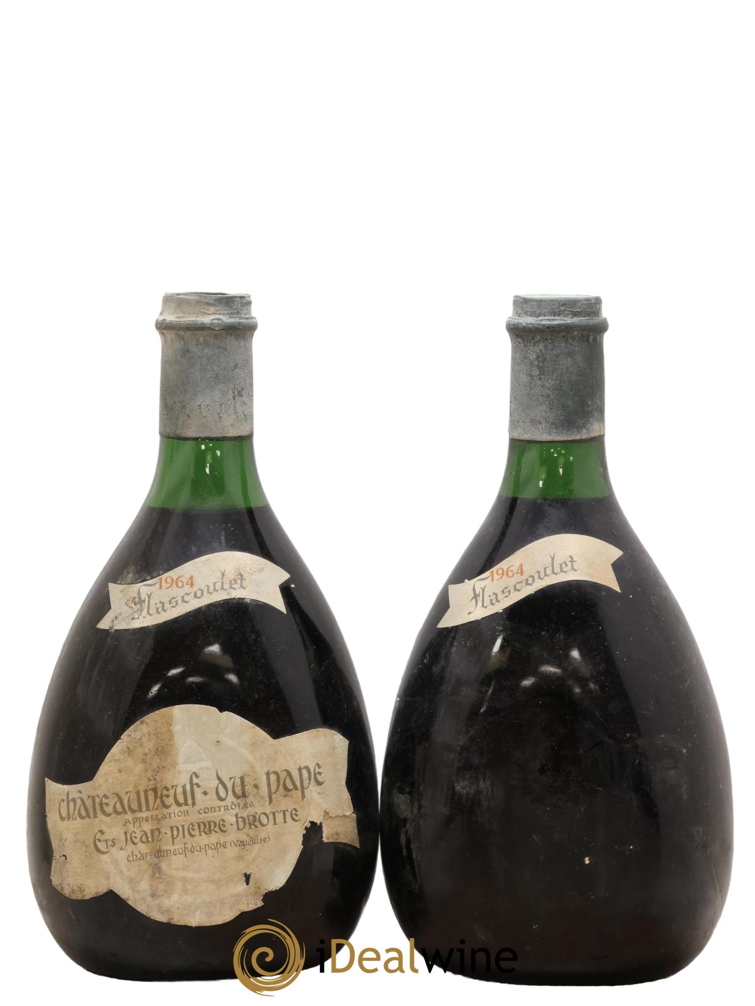 Châteauneuf-du-Pape Flascoulet Jean Pierre Brotte 1964 - Posten von 2 Flaschen - 1