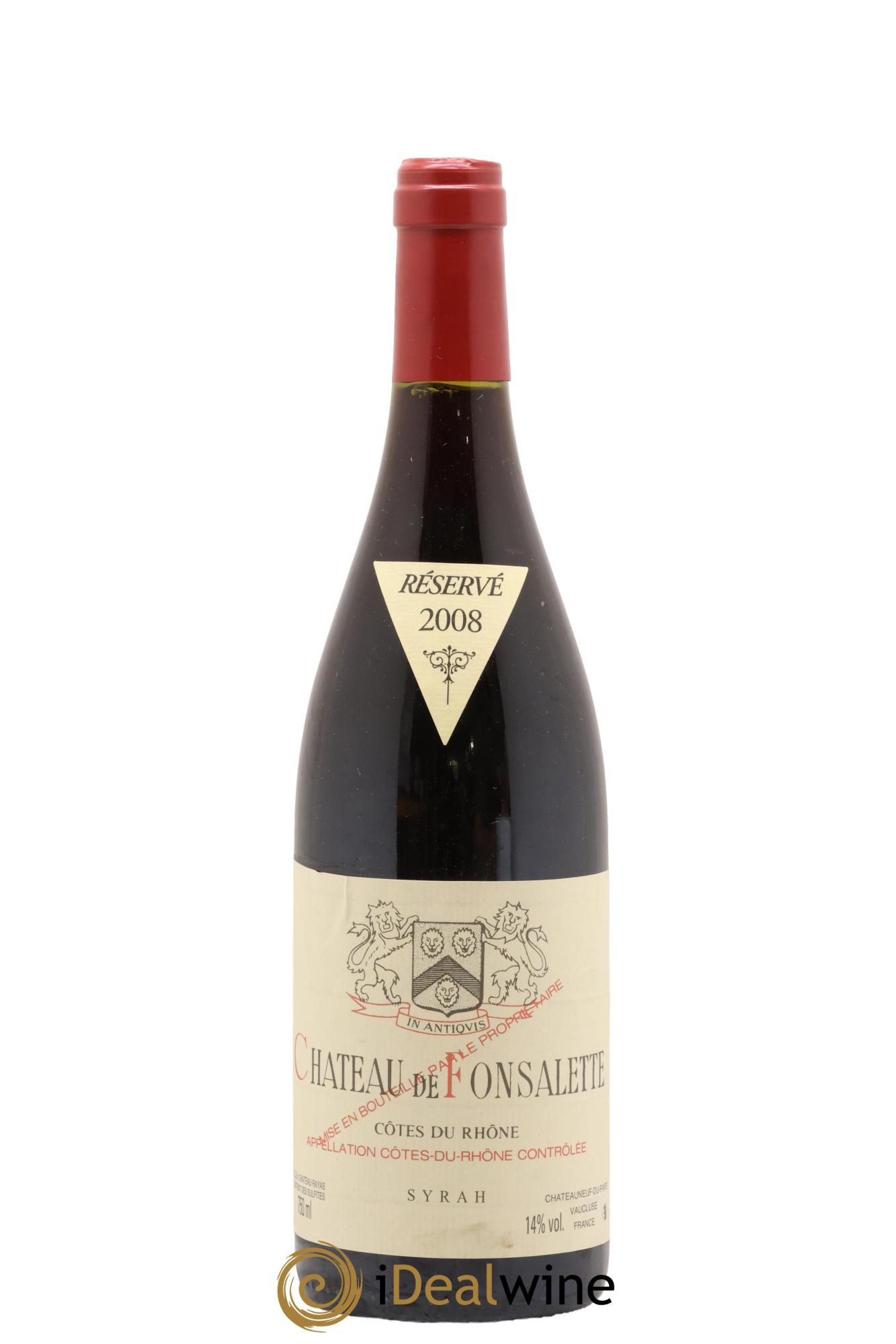 Côtes-du-Rhône Cuvée Syrah Château de Fonsalette 2008 - Lote de 1 botella - 0