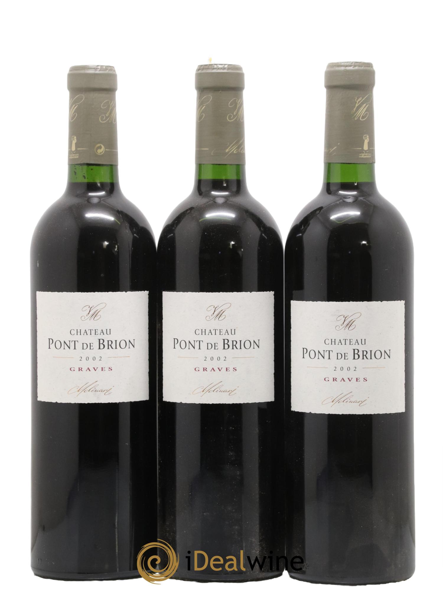 Graves Château Pont de Brion 2002 - Lot de 3 bouteilles - 0