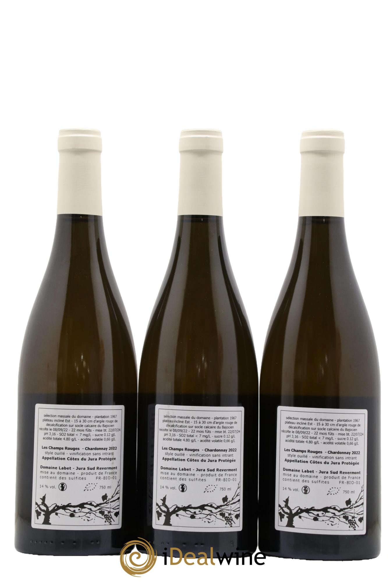 Côtes du Jura Chardonnay Les Champs Rouges Romain - Julien - Charline Labet 2022 - Posten von 3 Flaschen - 1