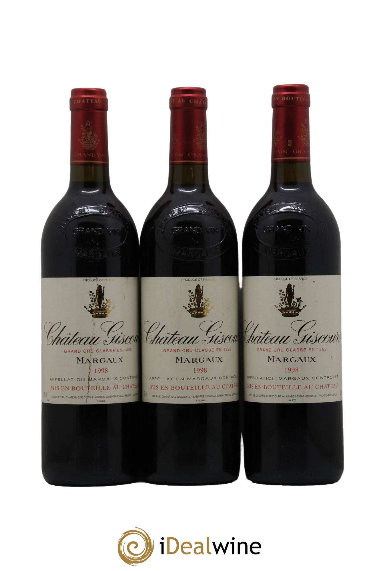 Château Giscours 3ème Grand Cru Classé 1998 - Lot de 3 bouteilles - 0