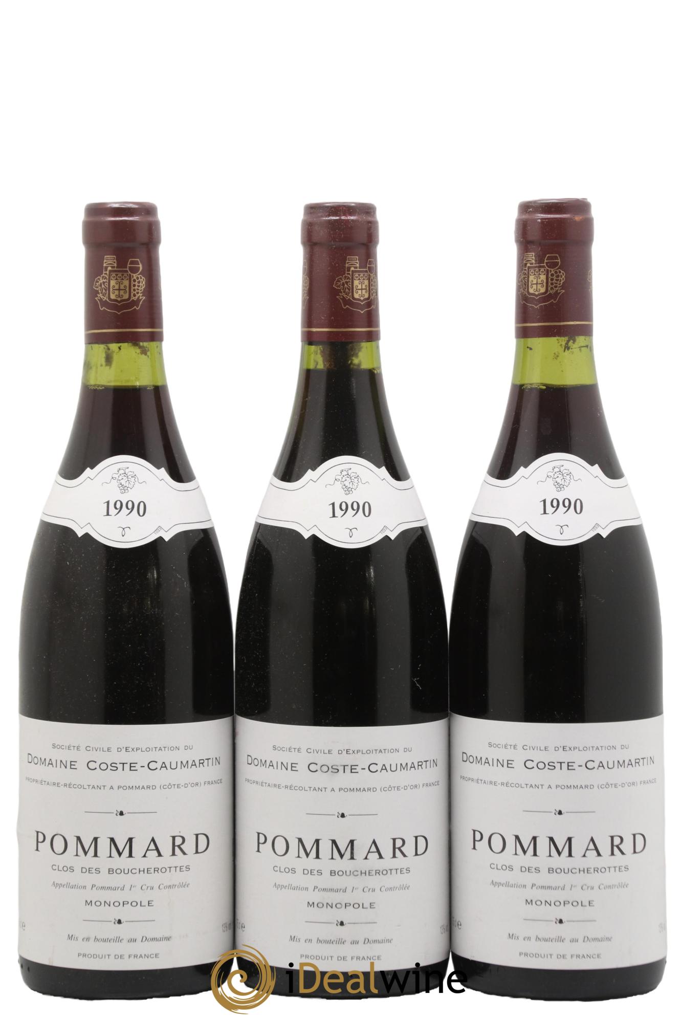Pommard 1er Cru Clos des Boucherottes Domaine Coste Caumartin 1990 - Lot of 3 bottles - 0