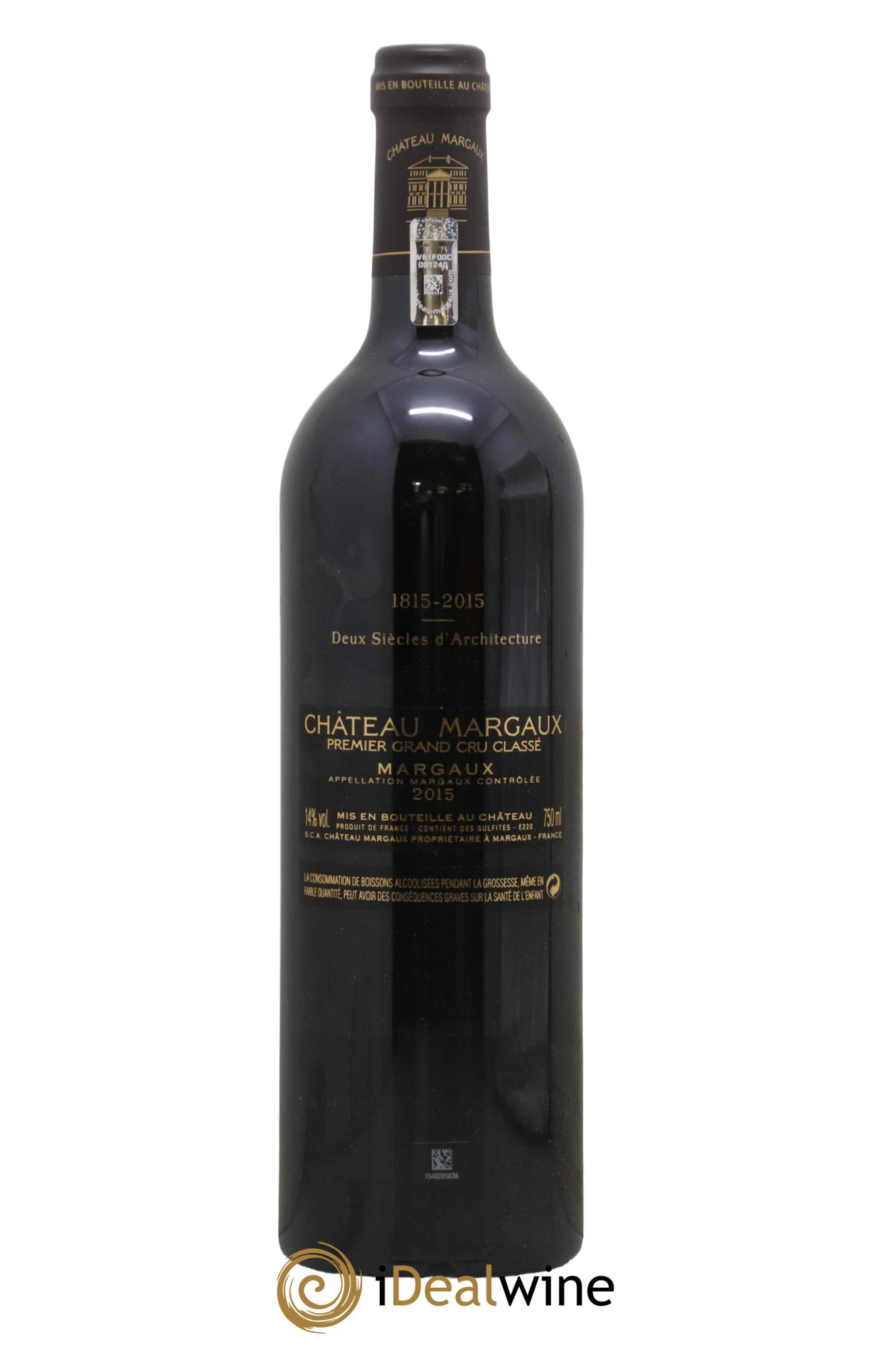 Château Margaux 1er Grand Cru Classé 2015 - Lot de 1 bouteille - 1