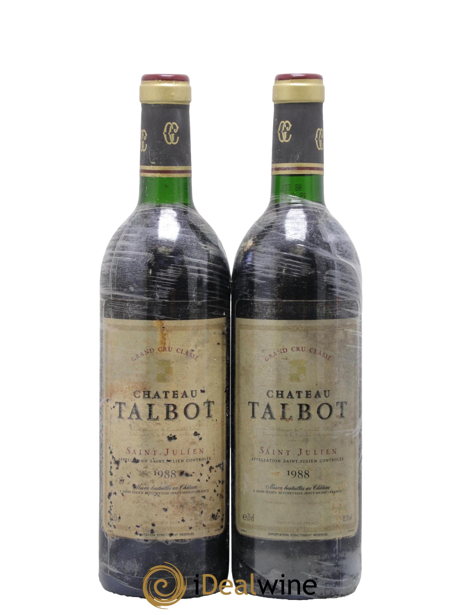 Château Talbot 4ème Grand Cru Classé 1988 - Lot de 2 bouteilles - 0