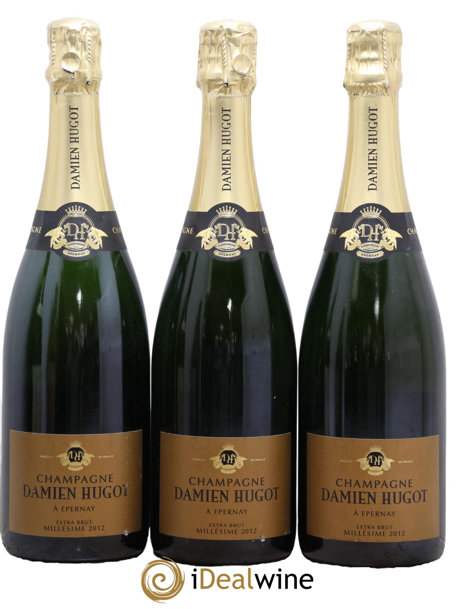 Champagne Extra brut Damien Hugot 2012 - Lotto di 3 bottiglie - 0