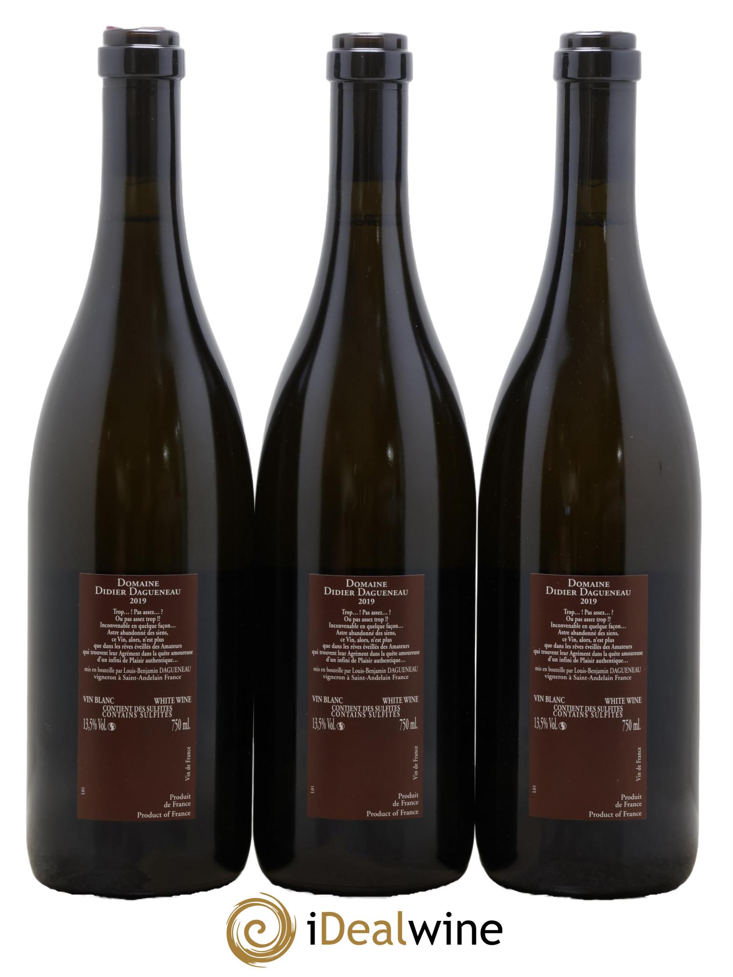 Vin de France (anciennement Pouilly-Fumé) Pur Sang Dagueneau (Domaine Didier - Louis-Benjamin) 2019 - Lot of 3 bottles - 1
