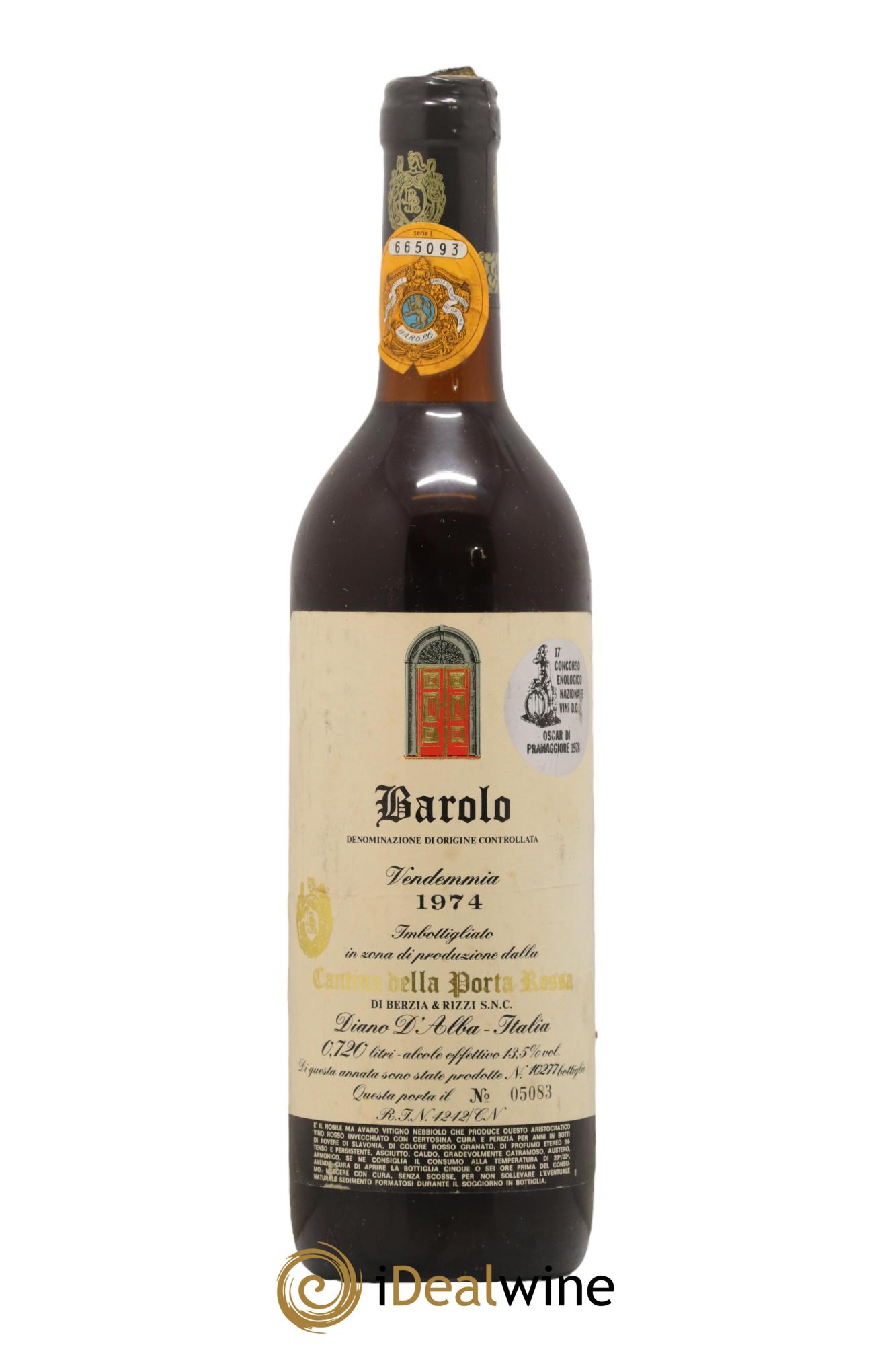 Barolo Cantina Della Porta Rossa 1974 - Lot de 1 bouteille - 0