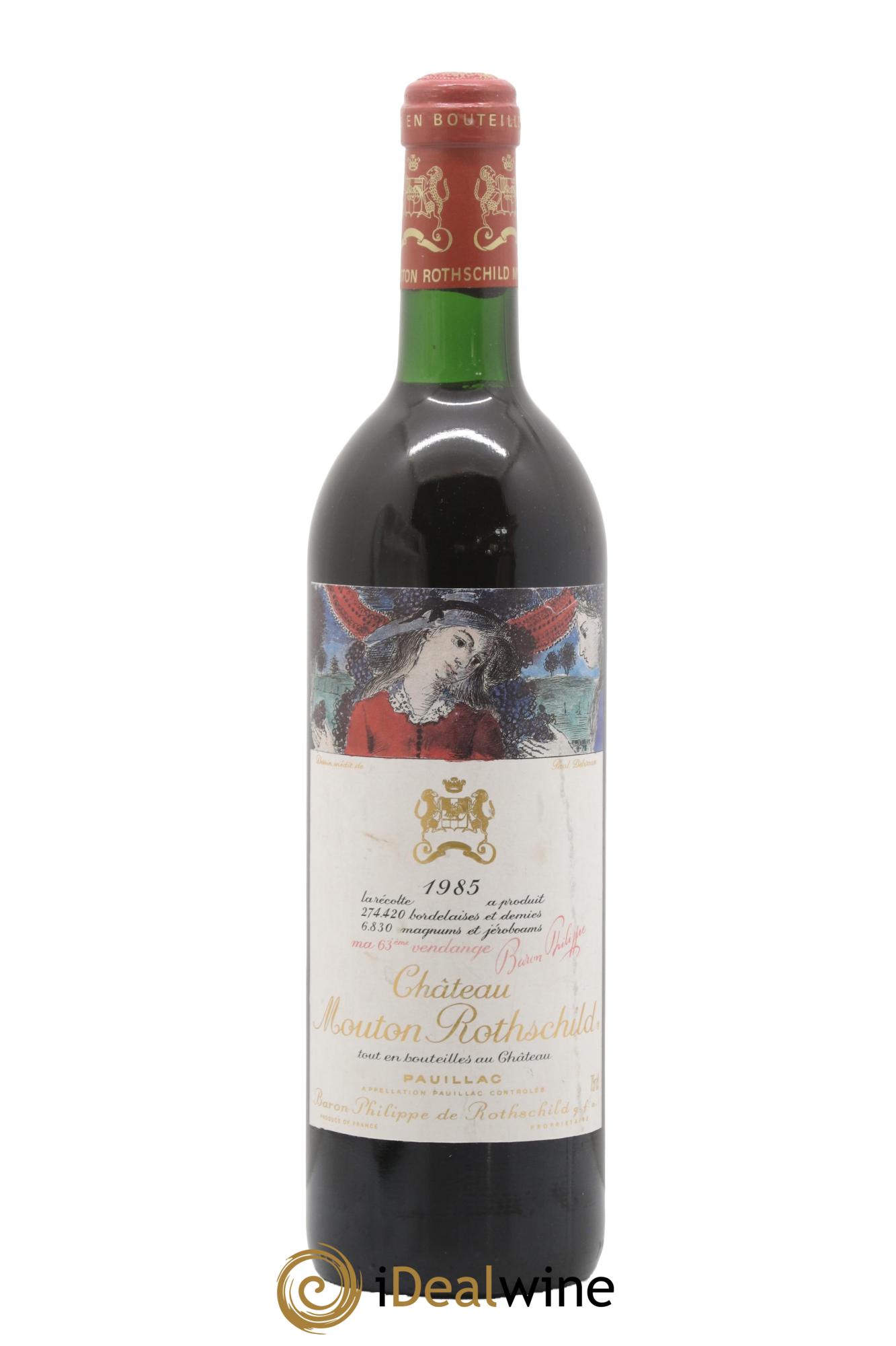 Château Mouton Rothschild 1er Grand Cru Classé 1985 - Lot de 1 bouteille - 0