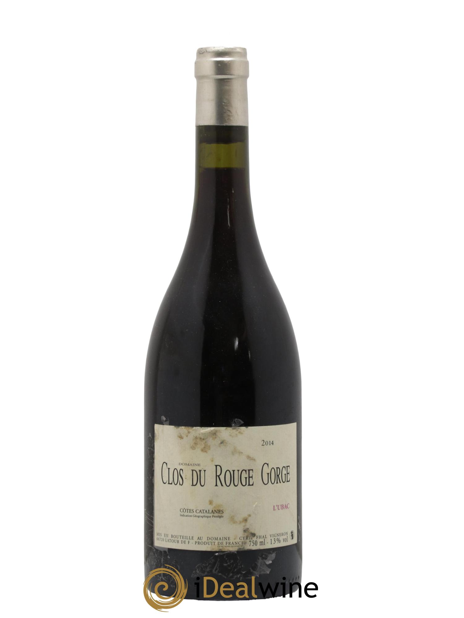 IGP Côtes Catalanes Clos du Rouge Gorge L'Ubac Cyril Fhal 2014 - Lot de 1 bouteille - 0