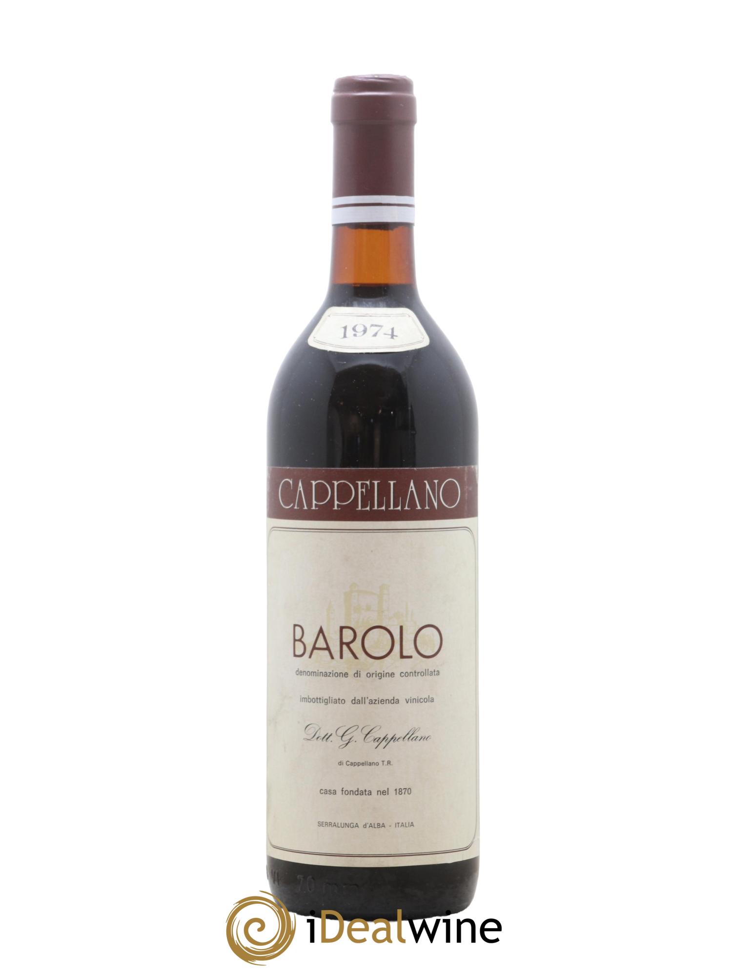 Barolo DOCG Cappellano 1974 - Posten von 1 Flasche - 0