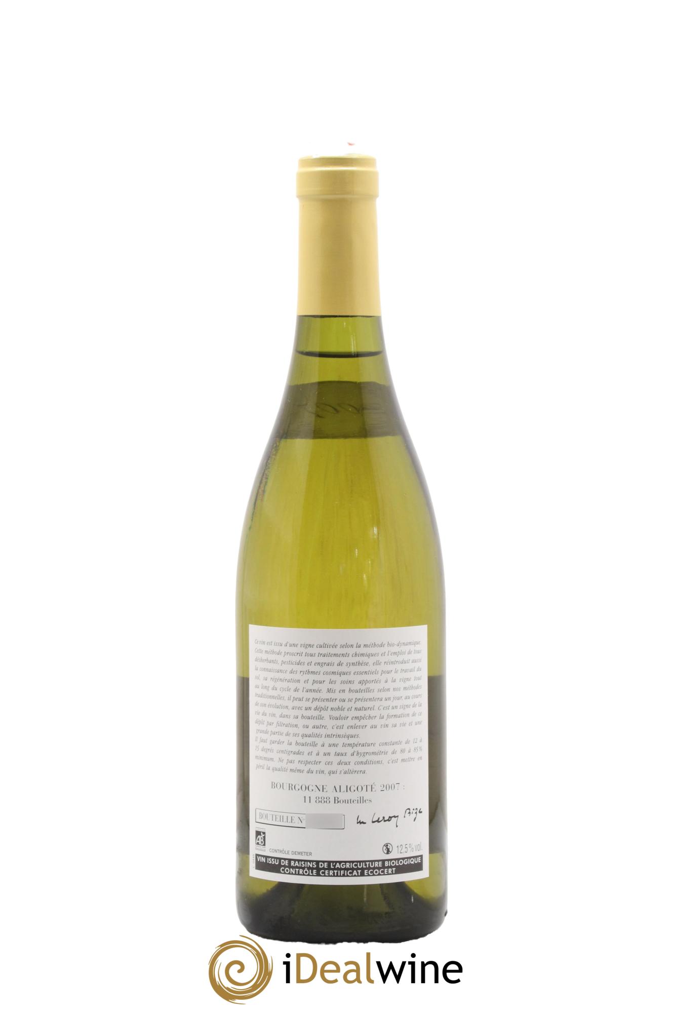 Bourgogne Aligoté Leroy (Domaine)  2007 - Lot of 1 bottle - 1