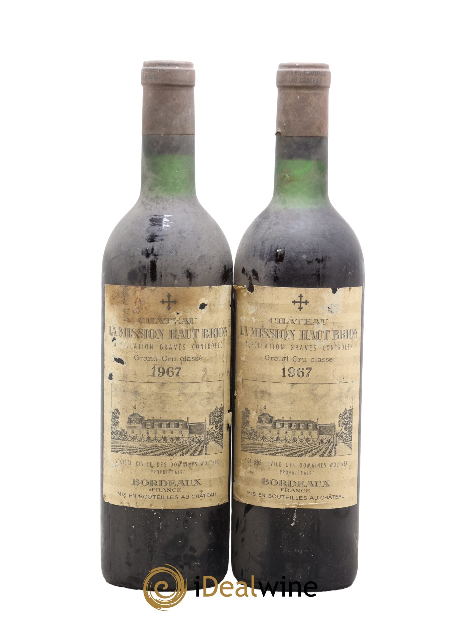 Château la Mission Haut-Brion Cru Classé de Graves 1967 - Lot of 2 bottles - 0