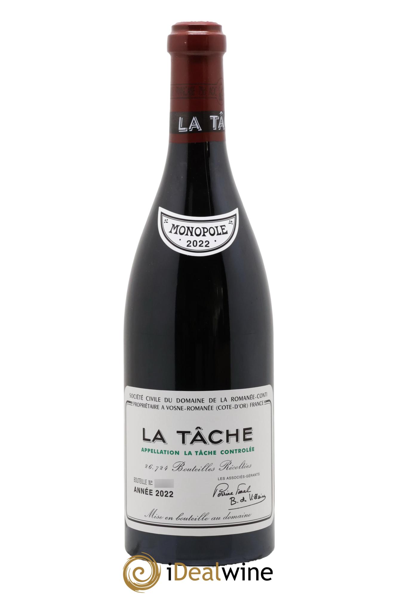 La Tâche Grand Cru Domaine de la Romanée-Conti 2022 - Lot of 1 bottle - 0