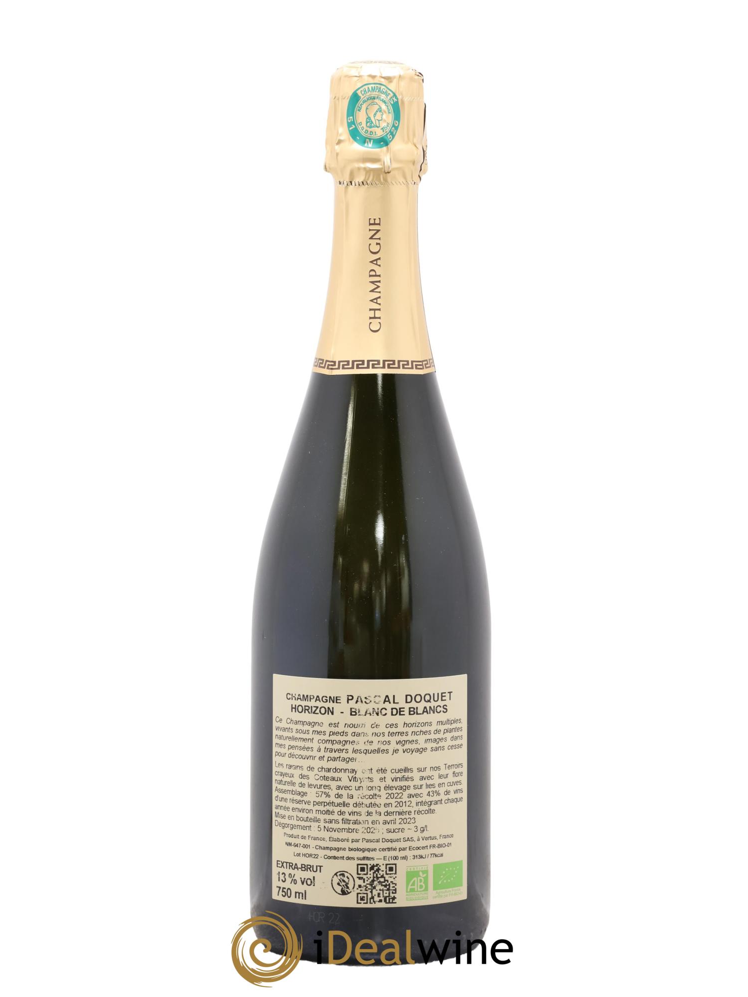 Champagne Extra-Brut Blanc De Blancs Horizon Pascal Doquet - Lote de 1 botella - 1