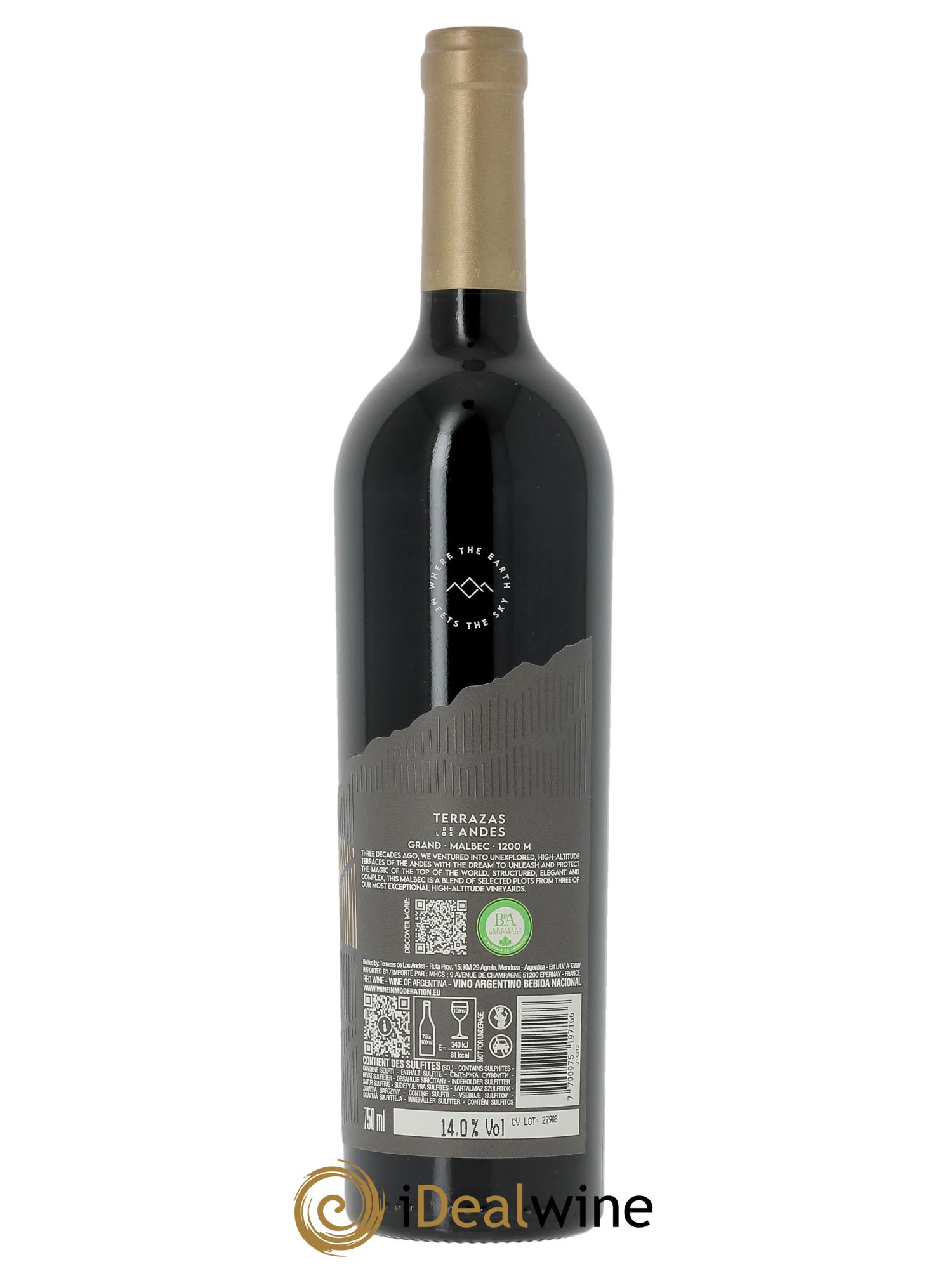 Mendoza Grand Malbec High Altitude Vineyards Terrazas de los Andes  2021 - Lot de 1 bouteille - 1