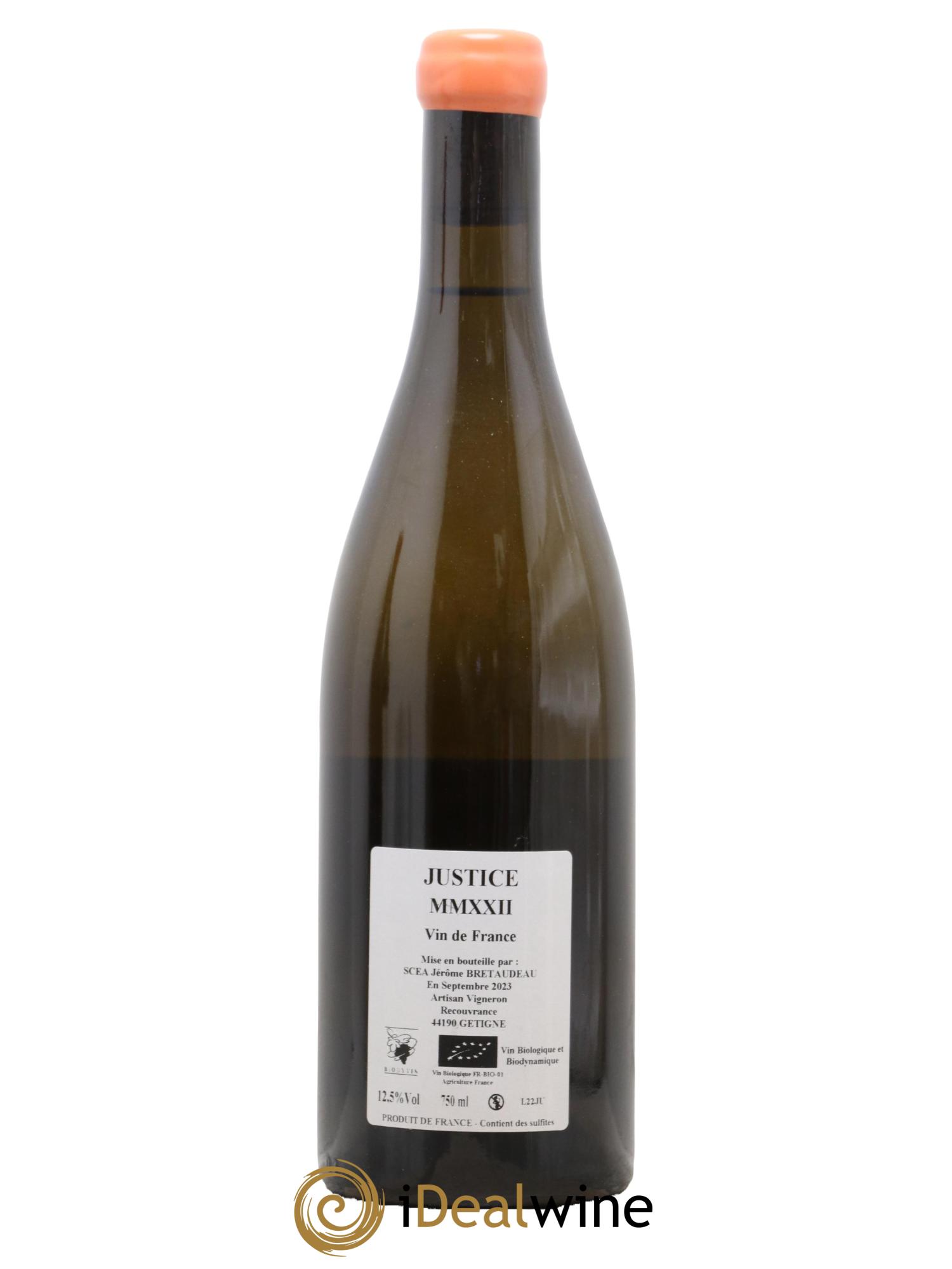 Muscadet-Sèvre-et-Maine Justice Jérôme Bretaudeau - Bellevue (Domaine de)  2022 - Lot of 1 bottle - 1