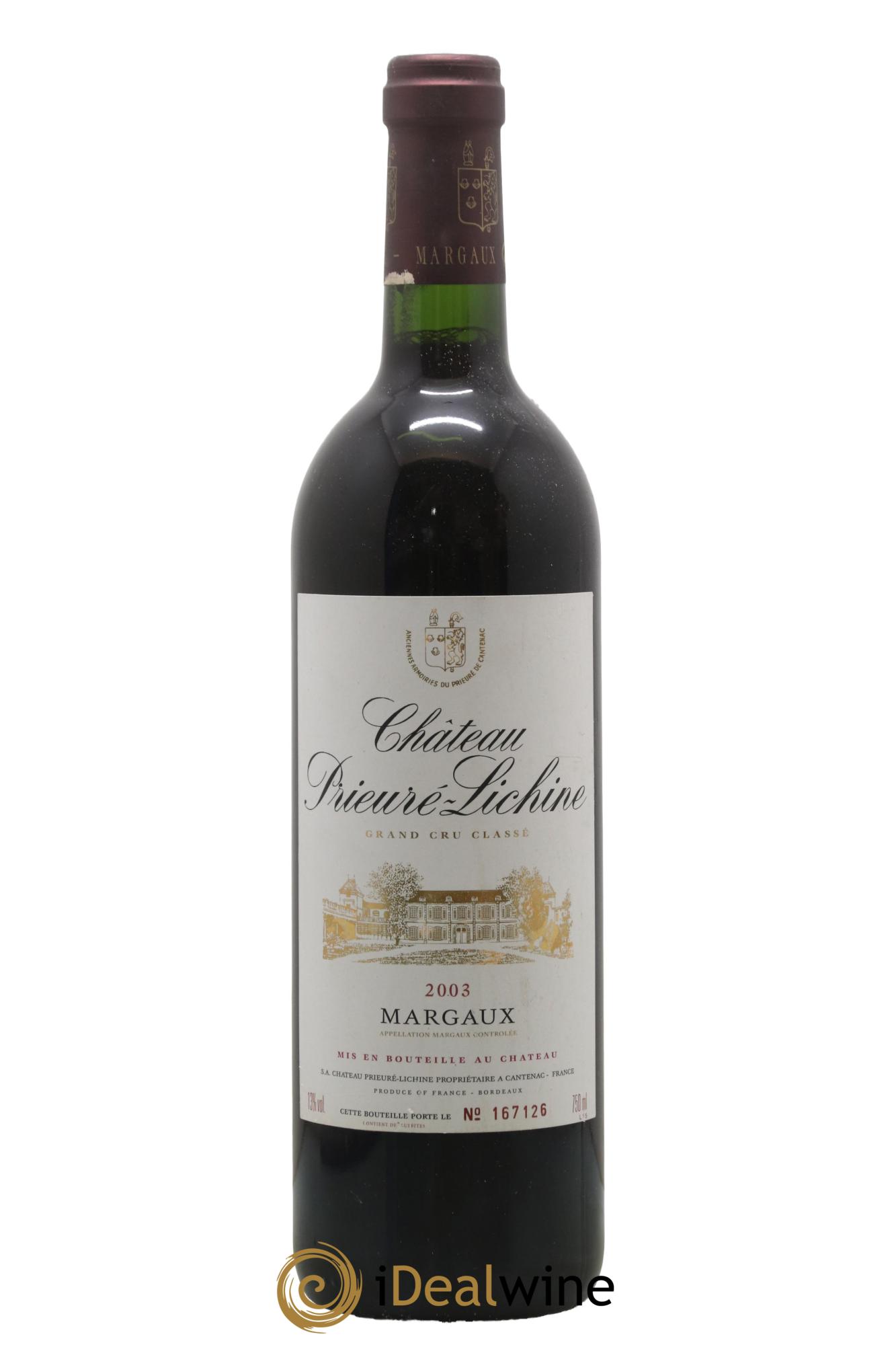 Château Prieuré Lichine 4ème Grand Cru Classé 2003 - Lot of 1 bottle - 0