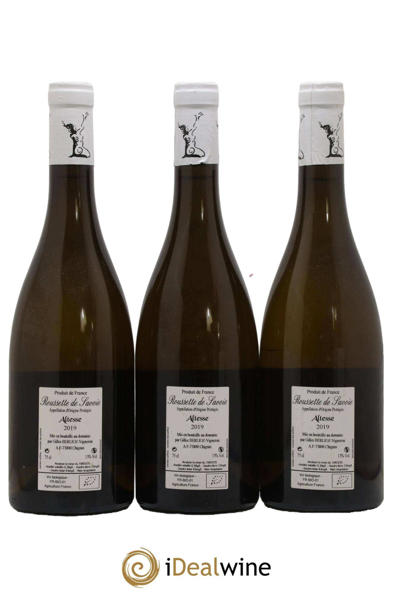 Roussette de Savoie El Hem Gilles Berlioz 2019 - Lotto di 3 bottiglie - 1