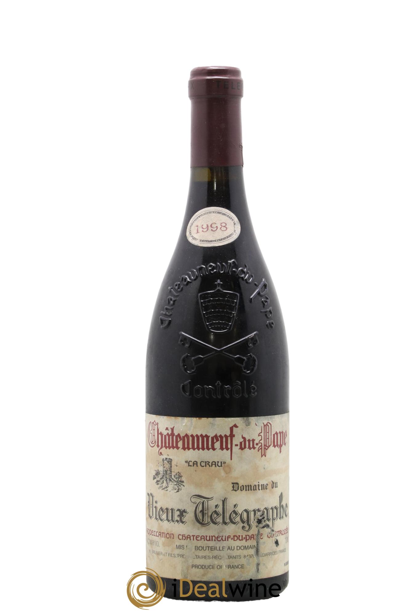 Châteauneuf-du-Pape Vieux Télégraphe (Domaine du) Vignobles Brunier 1998 - Lot of 1 bottle - 0