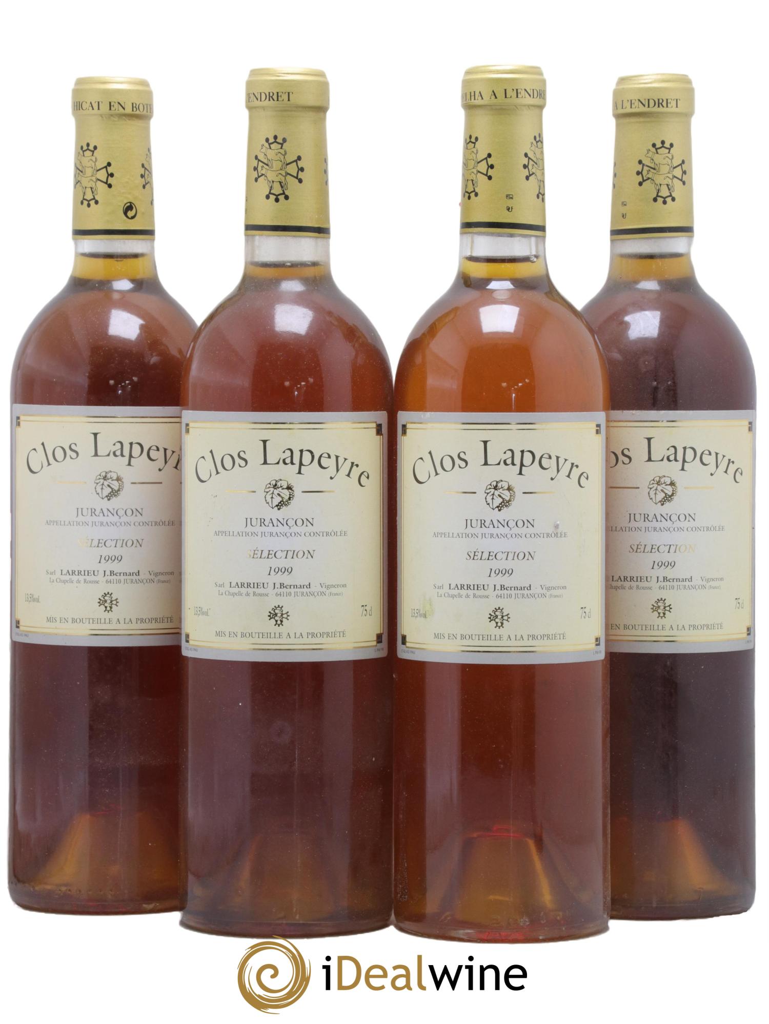 Jurançon Clos Lapeyre 1999 - Lot de 4 bouteilles - 0