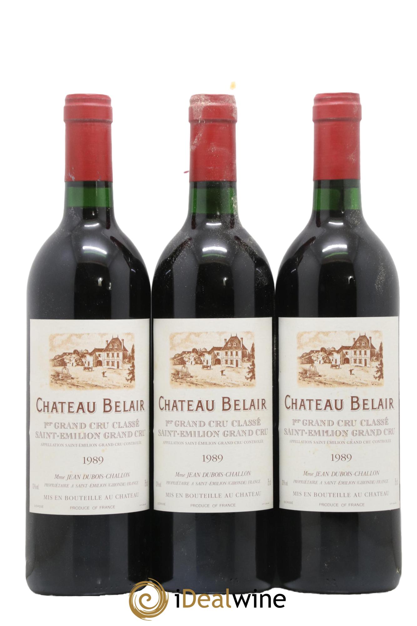 Château Belair (Belair-Monange) 1er Grand Cru Classé B 1989 - Lot de 12 bouteilles - 1