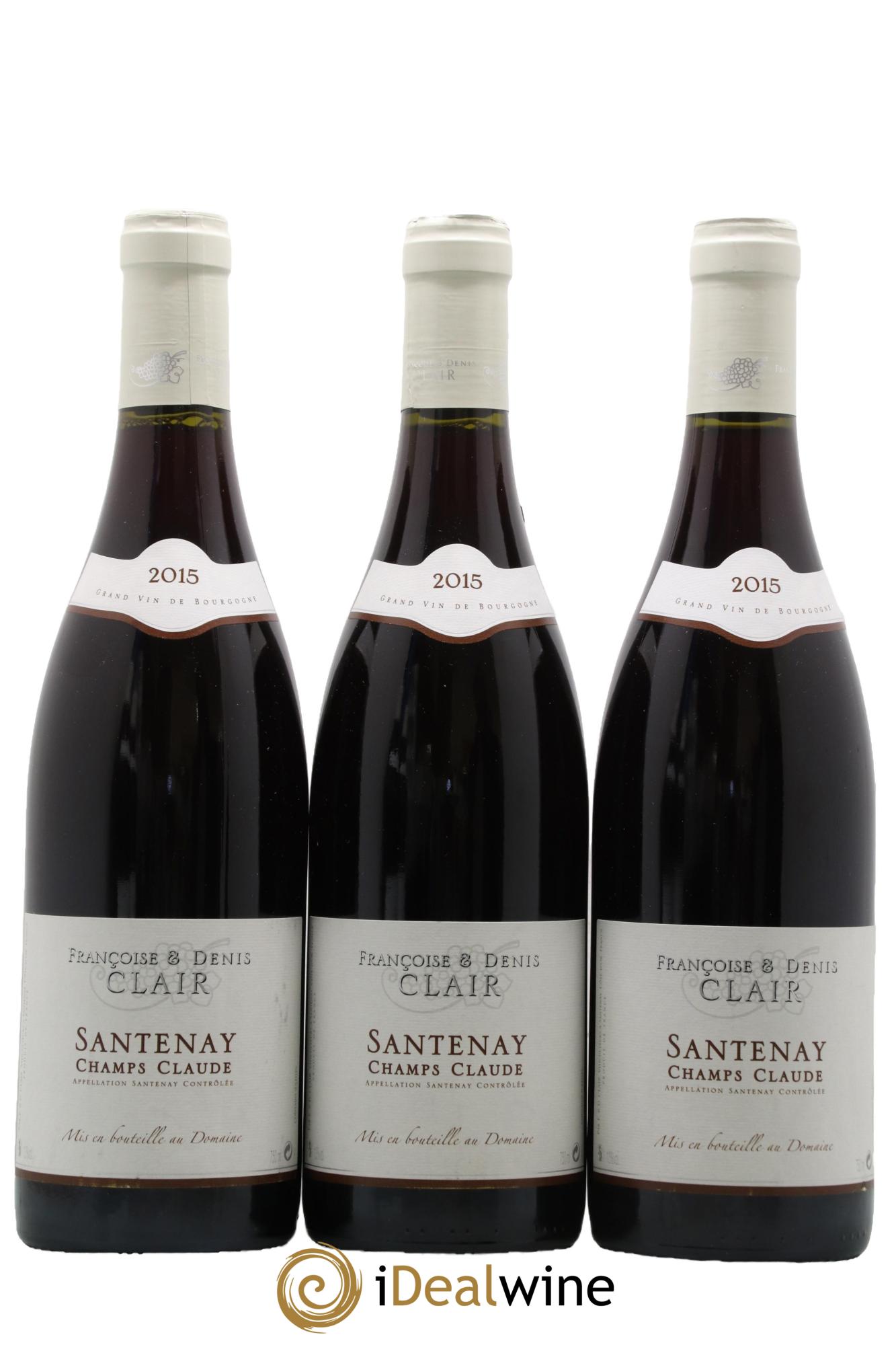 Santenay Champs Claude Domaine Françoise et Denis Clair 2015 - Lot de 3 bouteilles - 0
