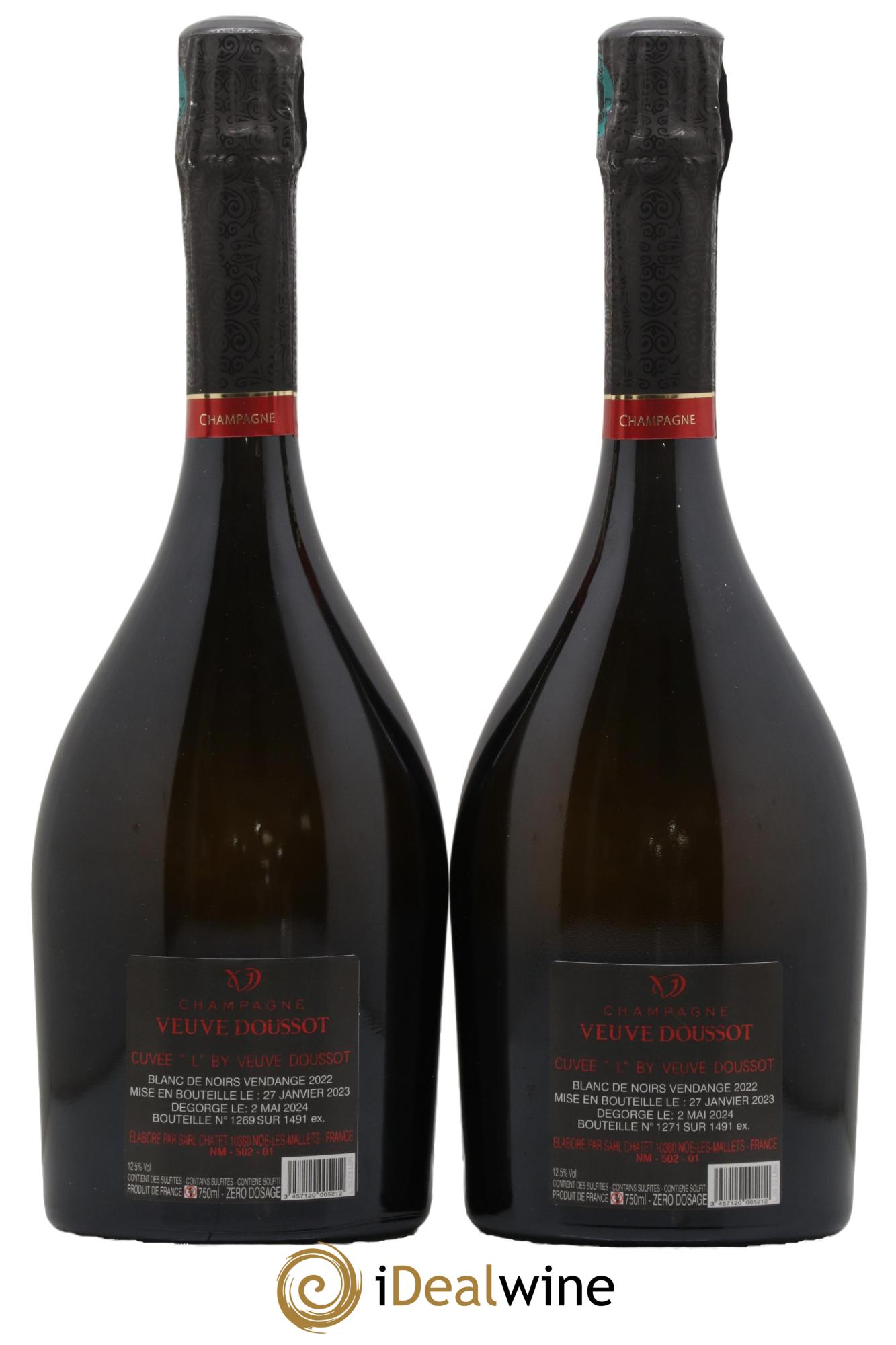 Champagne Blanc de Noirs Cuvée L by D Veuve Doussot - Lotto di 2 bottiglie - 1