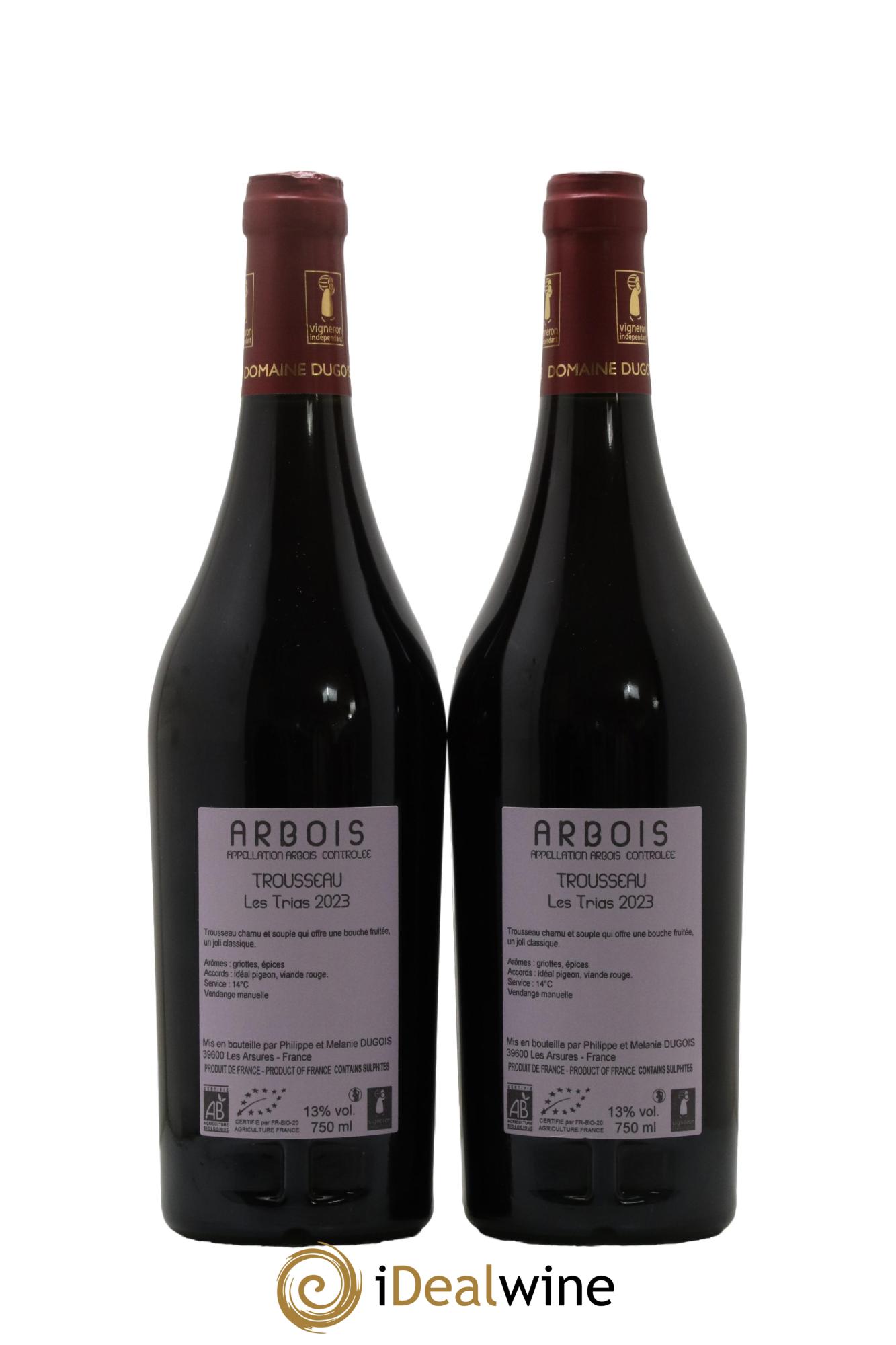 Arbois Trousseau Les Trias Dugois 2023 - Lot de 2 bouteilles - 1