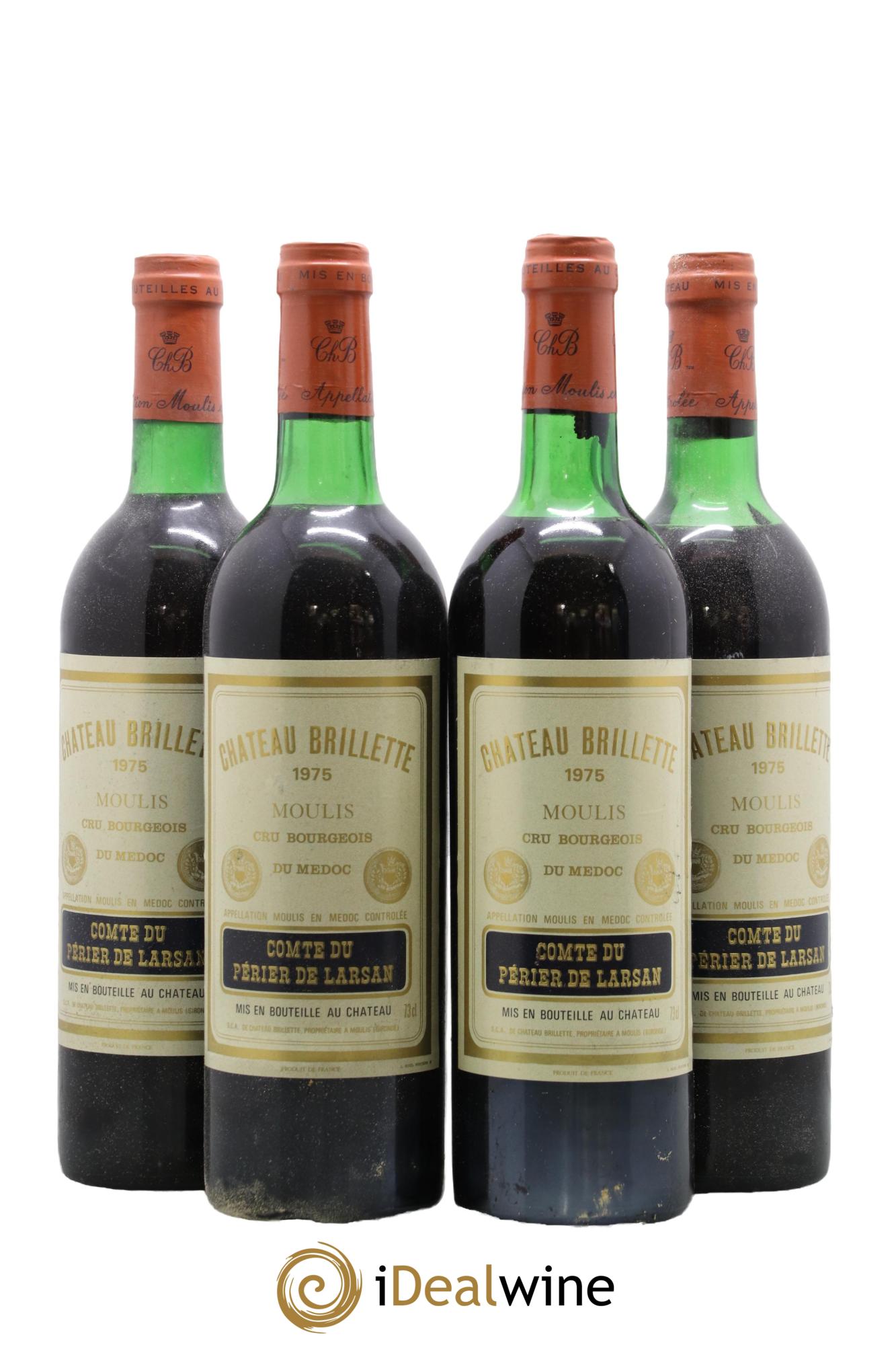 Château Brillette Cru Bourgeois 1975 - Lot de 4 bouteilles - 0