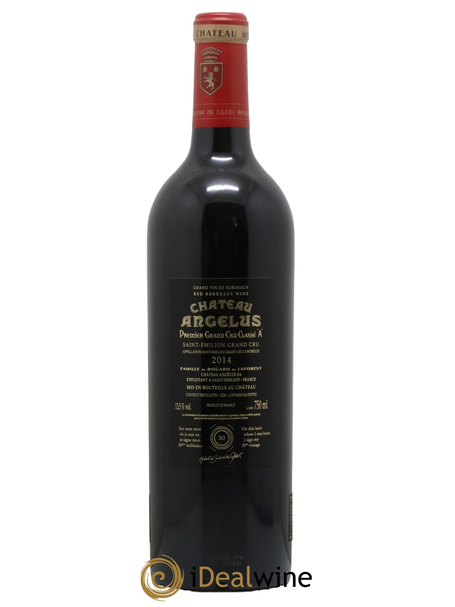 Château Angélus 1er Grand Cru Classé A 2014 - Lot de 1 bouteille - 2