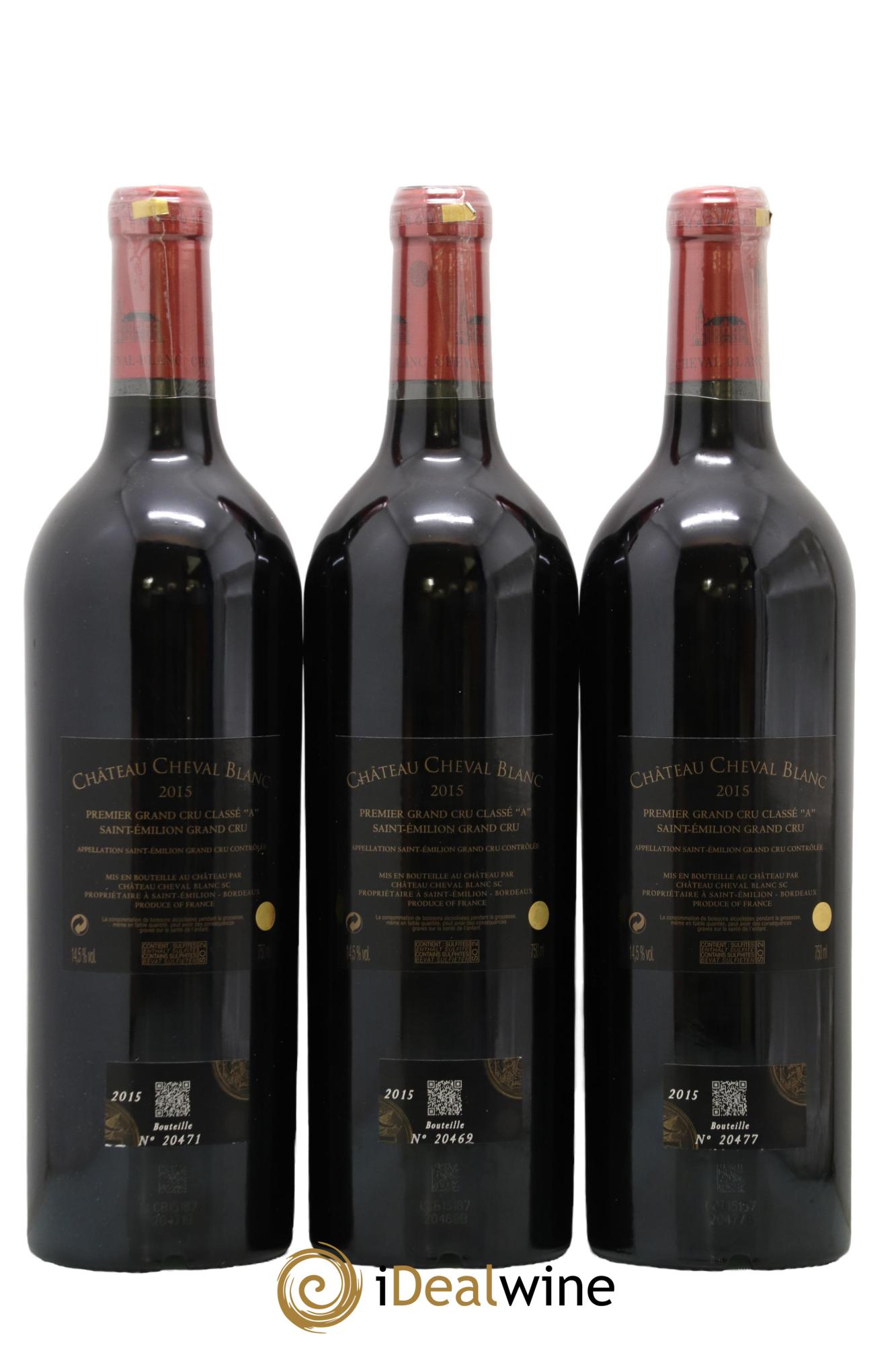 Château Cheval Blanc 1er Grand Cru Classé A 2015 - Lotto di 3 bottiglie - 1