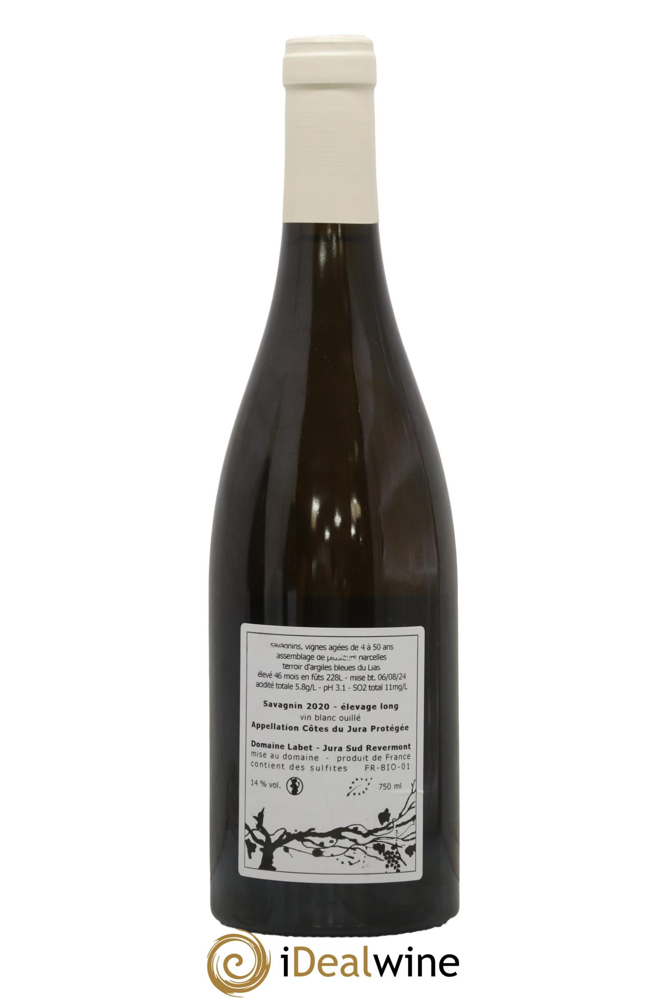 Côtes du Jura Savagnin Ouillé Elevage Long Romain - Julien - Charline Labet 2020 - Lot de 1 bouteille - 1