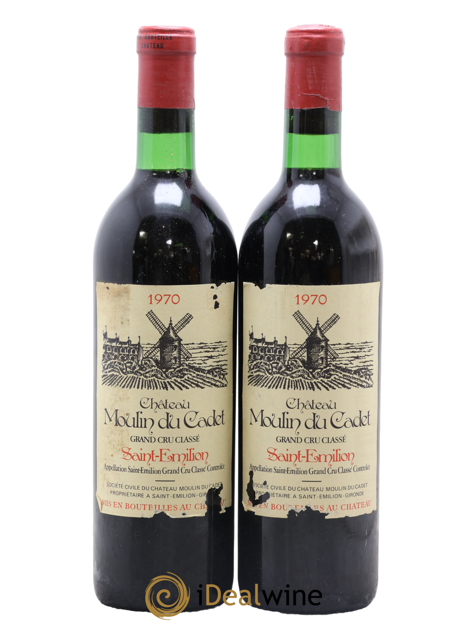 Château Moulin du Cadet Grand Cru Classé 1970 - Lot de 2 bouteilles - 0