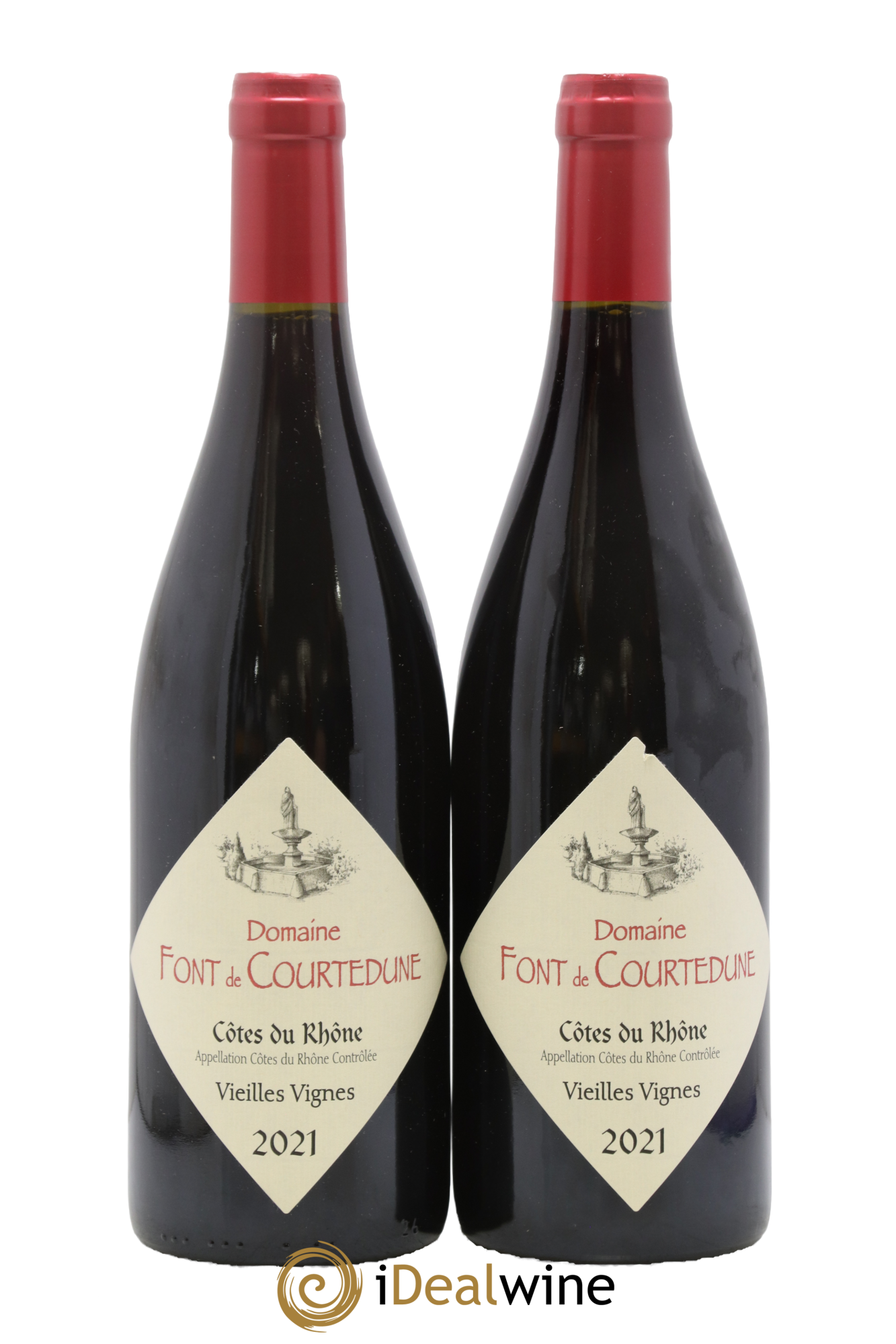Côtes-du-Rhône-Villages Vieilles Vignes Font de Courtedune 2021 - Posten von 2 Flaschen - 0