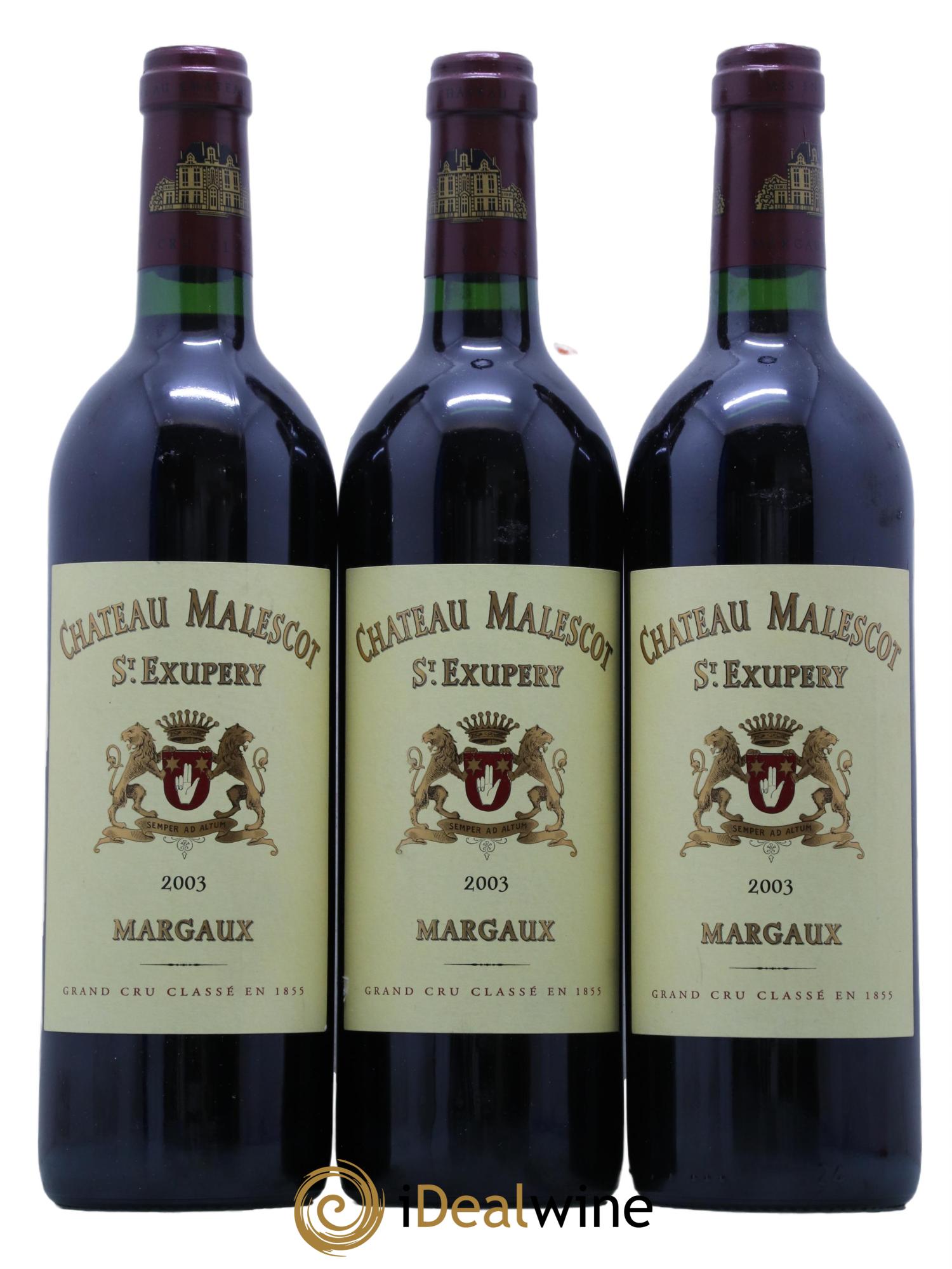 Château Malescot Saint-Exupéry 3ème Grand Cru Classé 2003 - Lot de 3 bouteilles - 0
