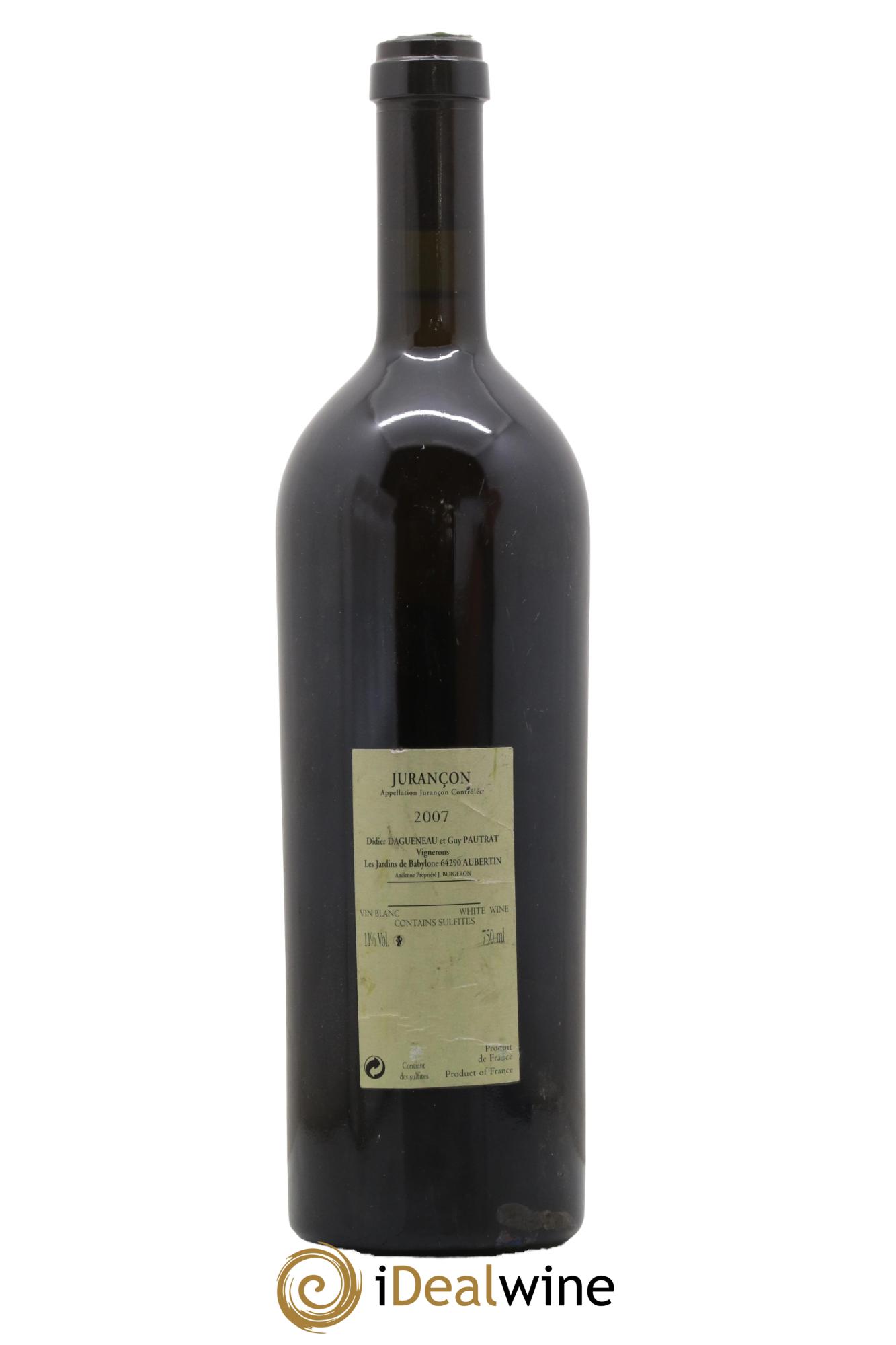 Jurançon Cuvée Ravaillac Les Jardins de Babylone Didier Dagueneau 2007 - Lot de 1 bouteille - 1