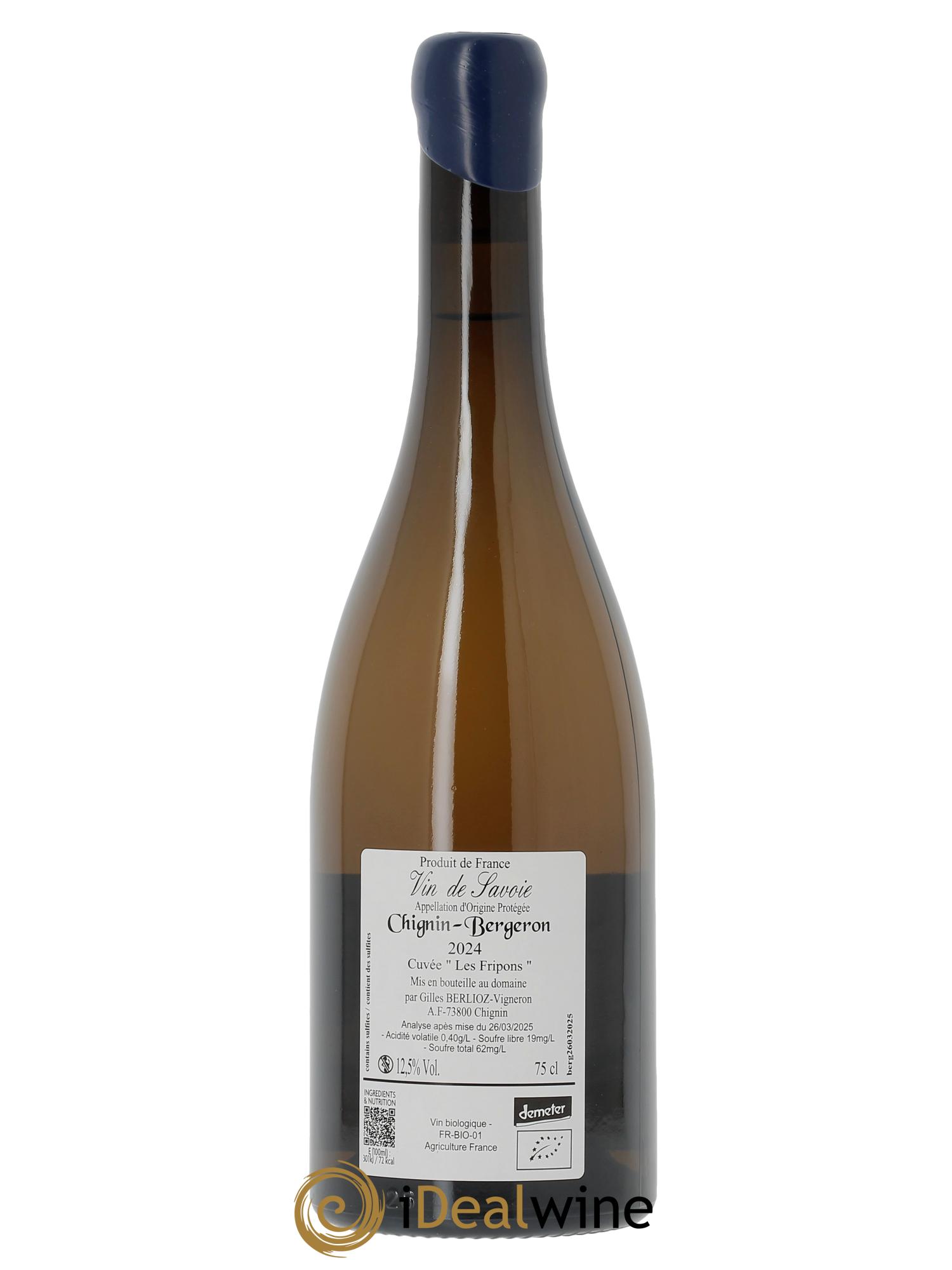 Vin de Savoie Chignin-Bergeron Les Fripons Gilles Berlioz  2024 - Lot de 1 bouteille - 1