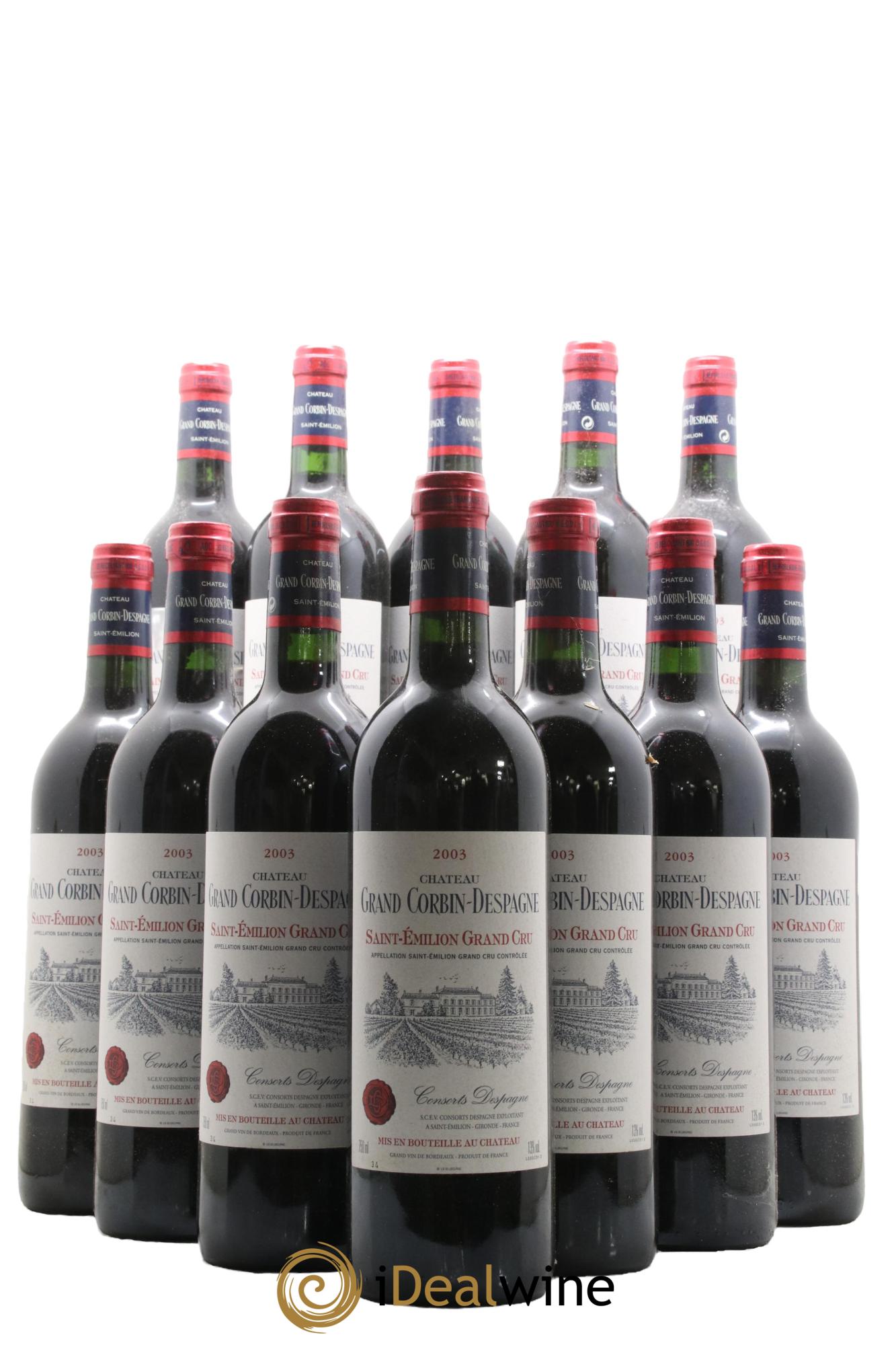 Château Grand Corbin Despagne Grand Cru Classé 2003 - Lot de 12 bouteilles - 0