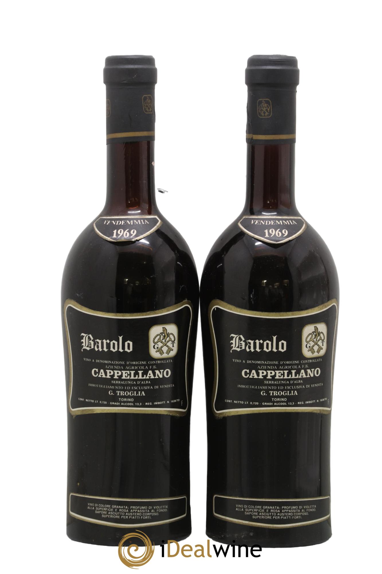 Barolo Cappellano Troglia 1969 - Lot de 2 bouteilles - 0