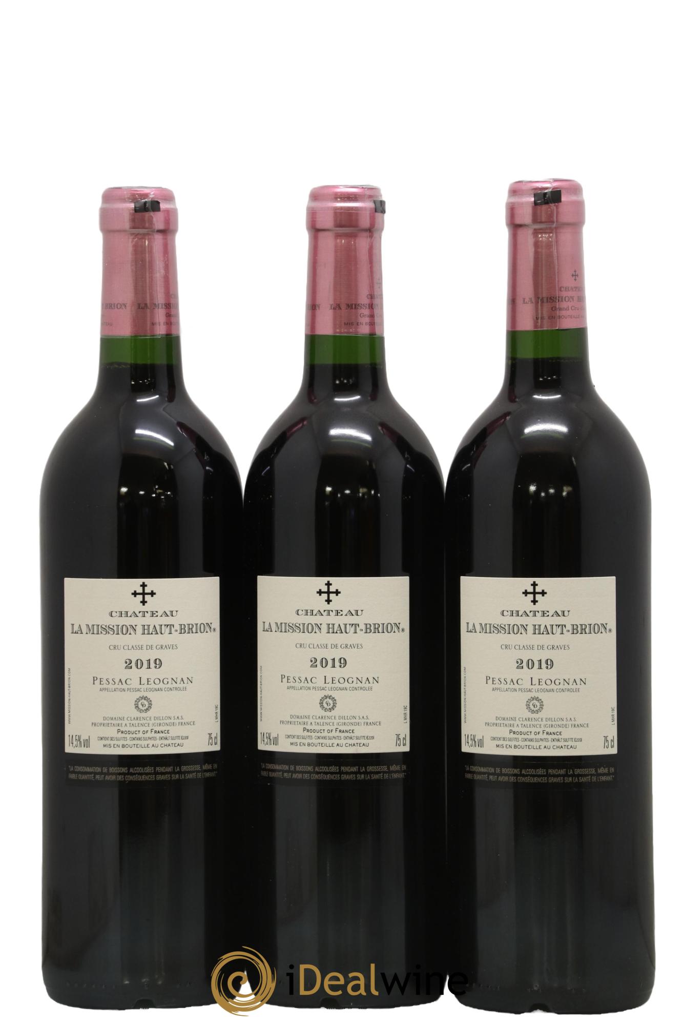 Château la Mission Haut-Brion Cru Classé de Graves  2019 - Lot of 3 bottles - 1