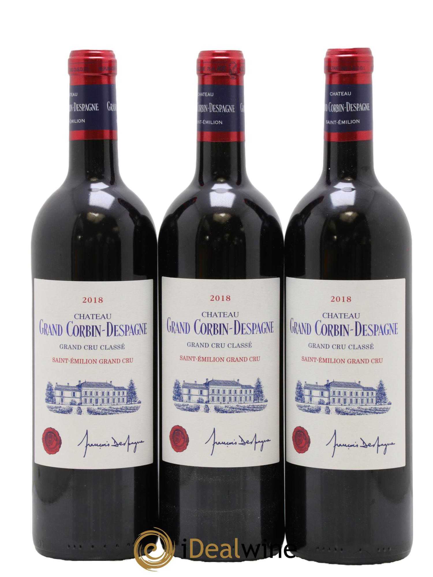 Château Grand Corbin Despagne Grand Cru Classé 2018 - Lot of 3 bottles - 0
