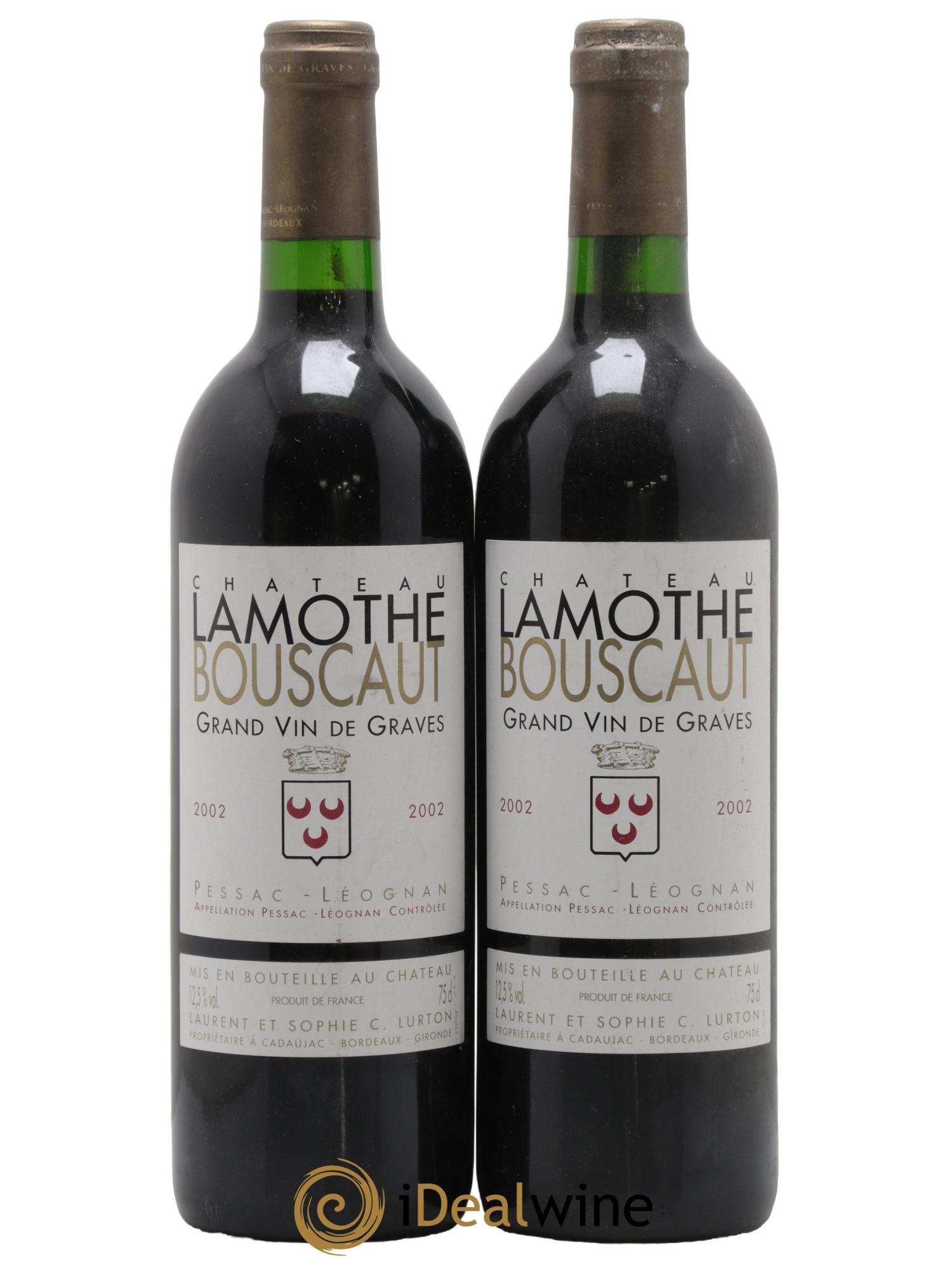 Pessac-Léognan Chateau Lamothe Bouscaut 2002 - Lot de 2 bouteilles - 0