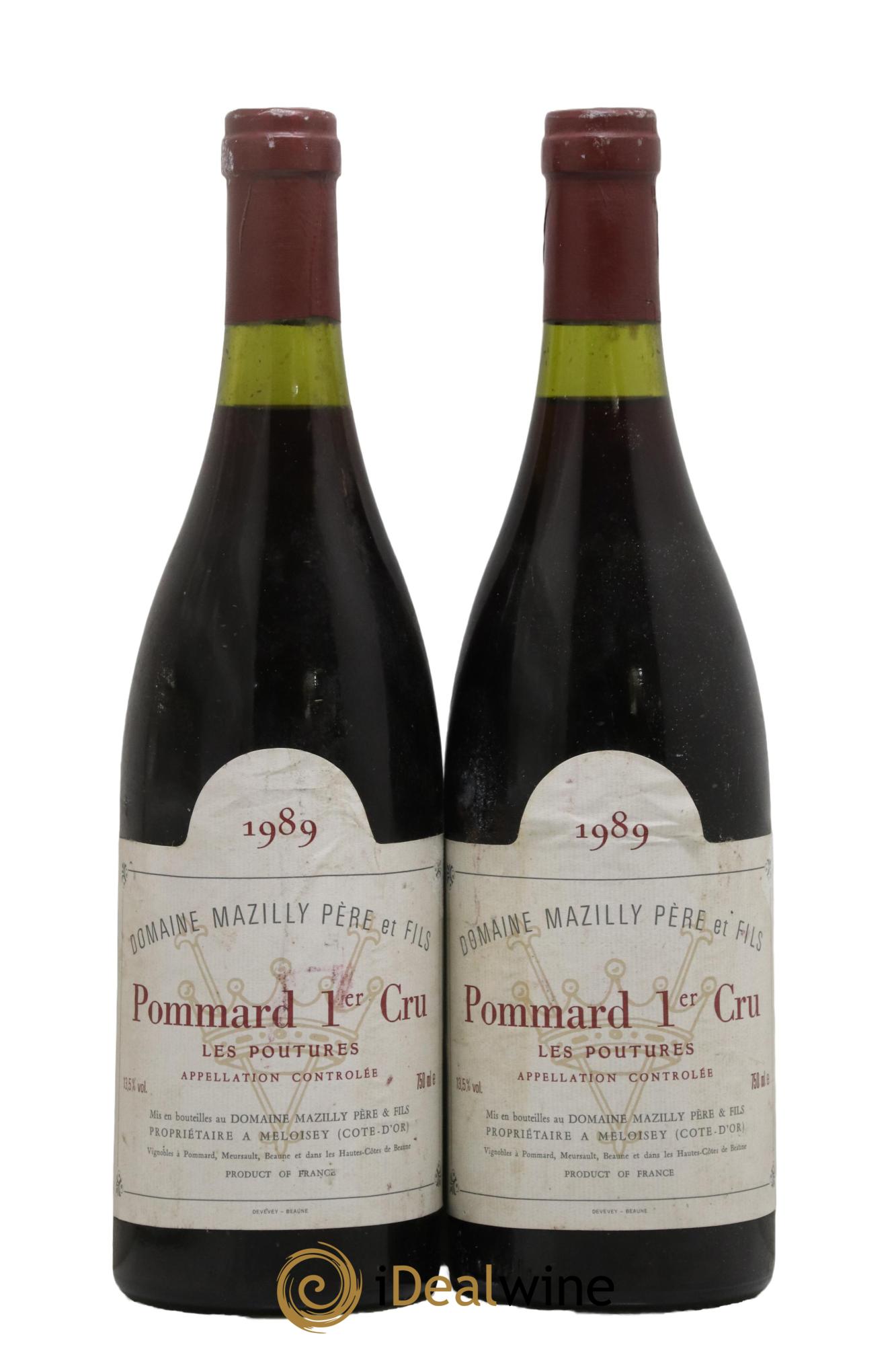 Pommard 1er Cru Les Poutures Domaine Mazilly 1989 - Lot de 2 bouteilles - 0