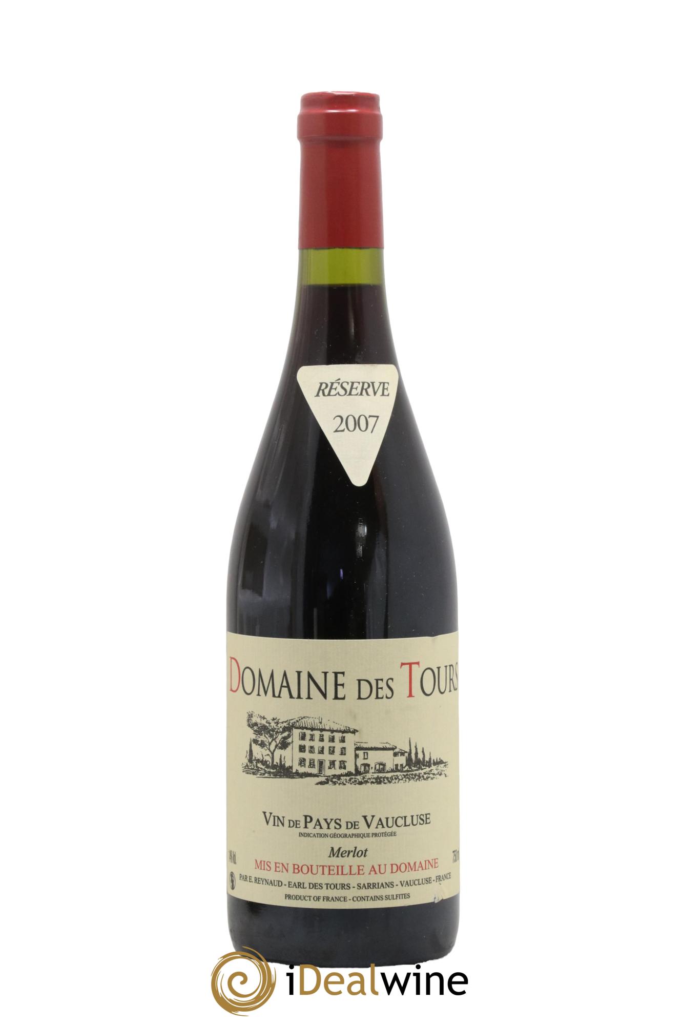 Vaucluse Domaine des Tours Merlot Emmanuel Reynaud 2007 - Lot de 1 bouteille - 0