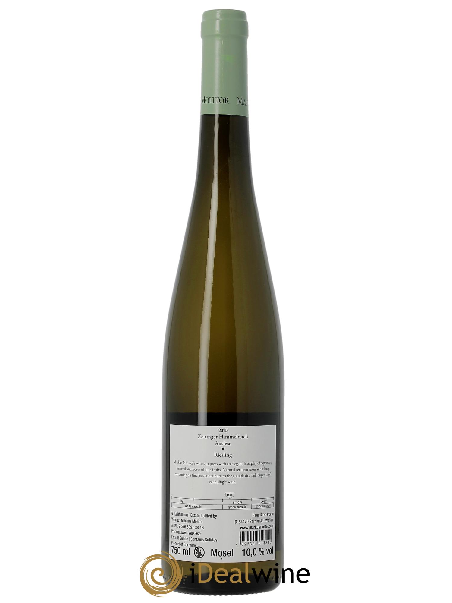 Riesling Markus Molitor Zeltinger Himmelreich Auslese* Green Capsule 2015 - Lot of 1 bottle - 1