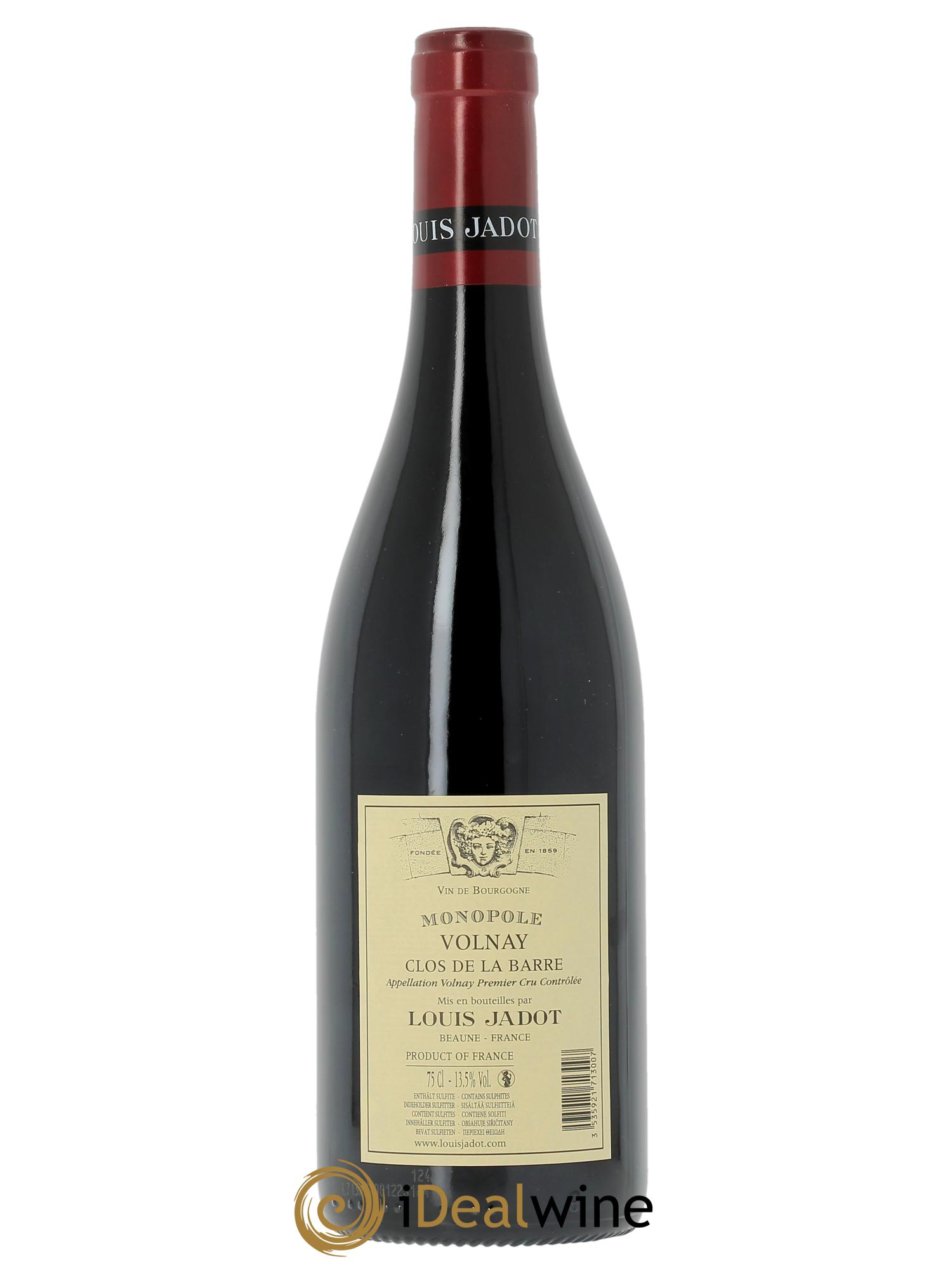 Volnay 1er Cru Clos de la Barre Monopole Maison Louis Jadot 2022 - Lot de 1 bouteille - 1