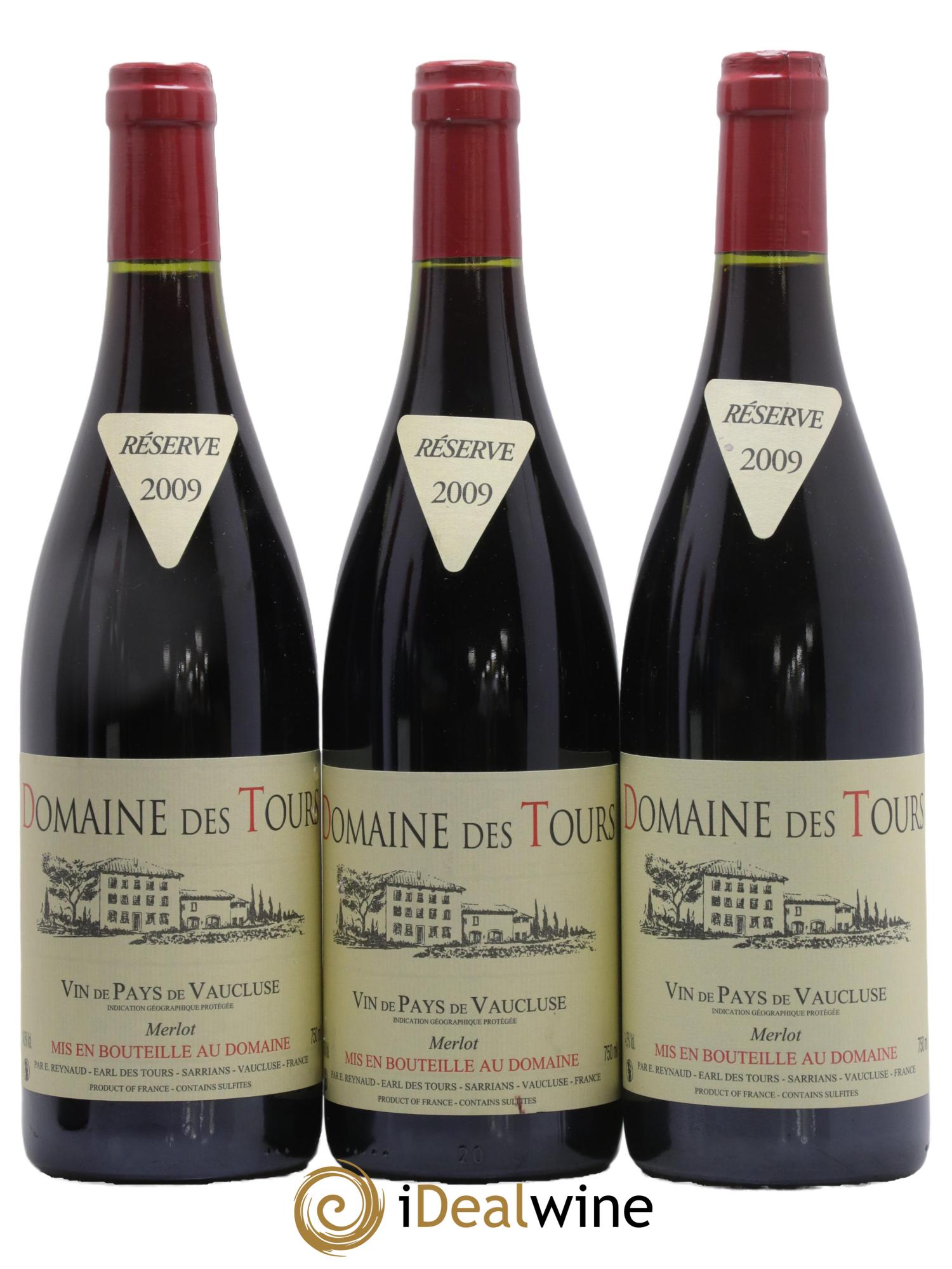 Vaucluse Domaine des Tours Merlot Emmanuel Reynaud 2009 - Lot de 3 bouteilles - 0