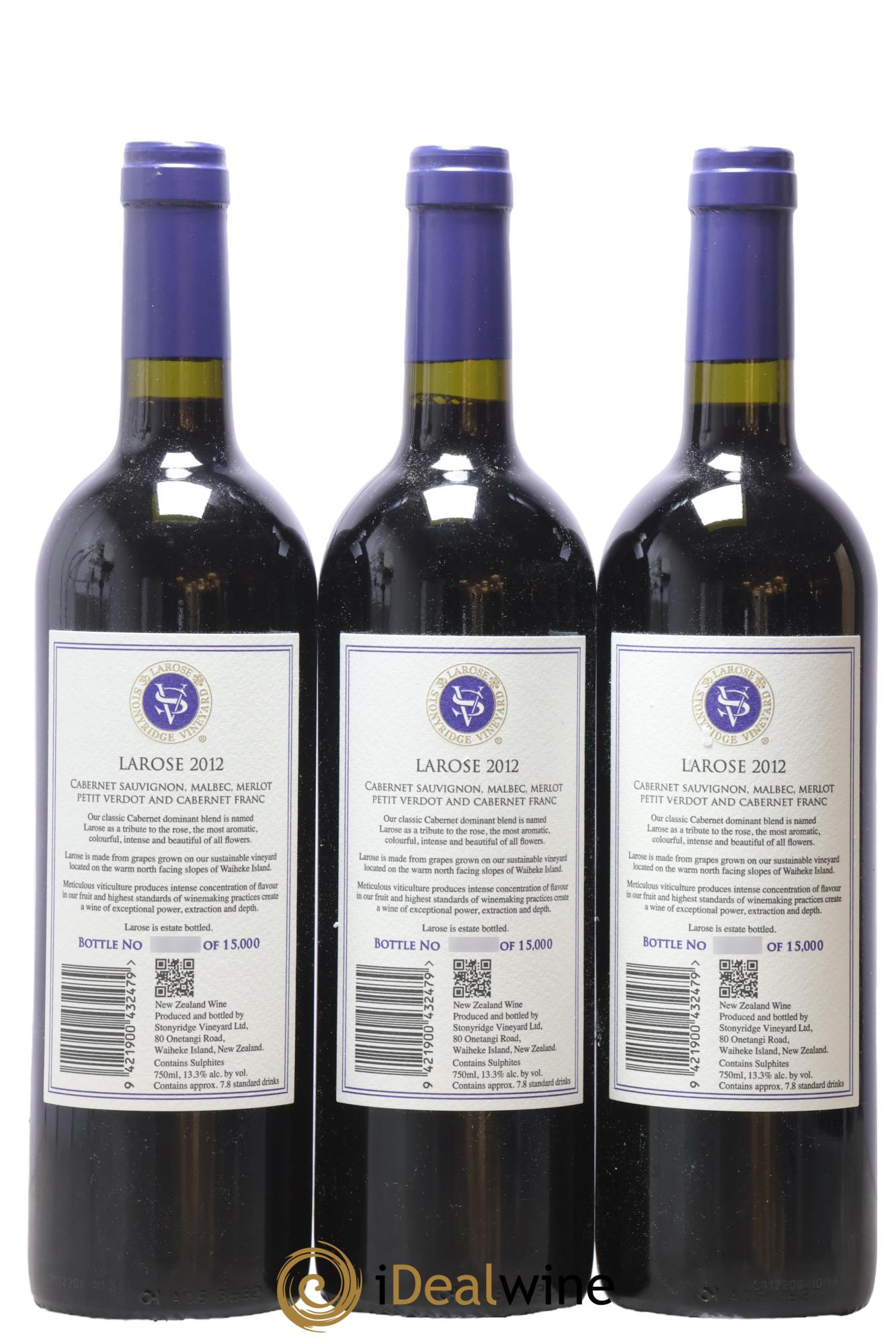 Nouvelle-Zelande Waiheke Island Larose Stonyridge Vineyard 2012 - Lot of 3 bottles - 1