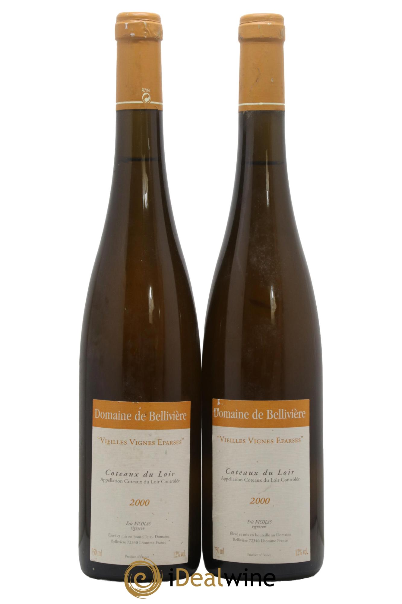 Coteaux du Loir Vieilles Vignes Eparses Domaine de Bellivière 2000 - Lotto di 2 bottiglie - 0